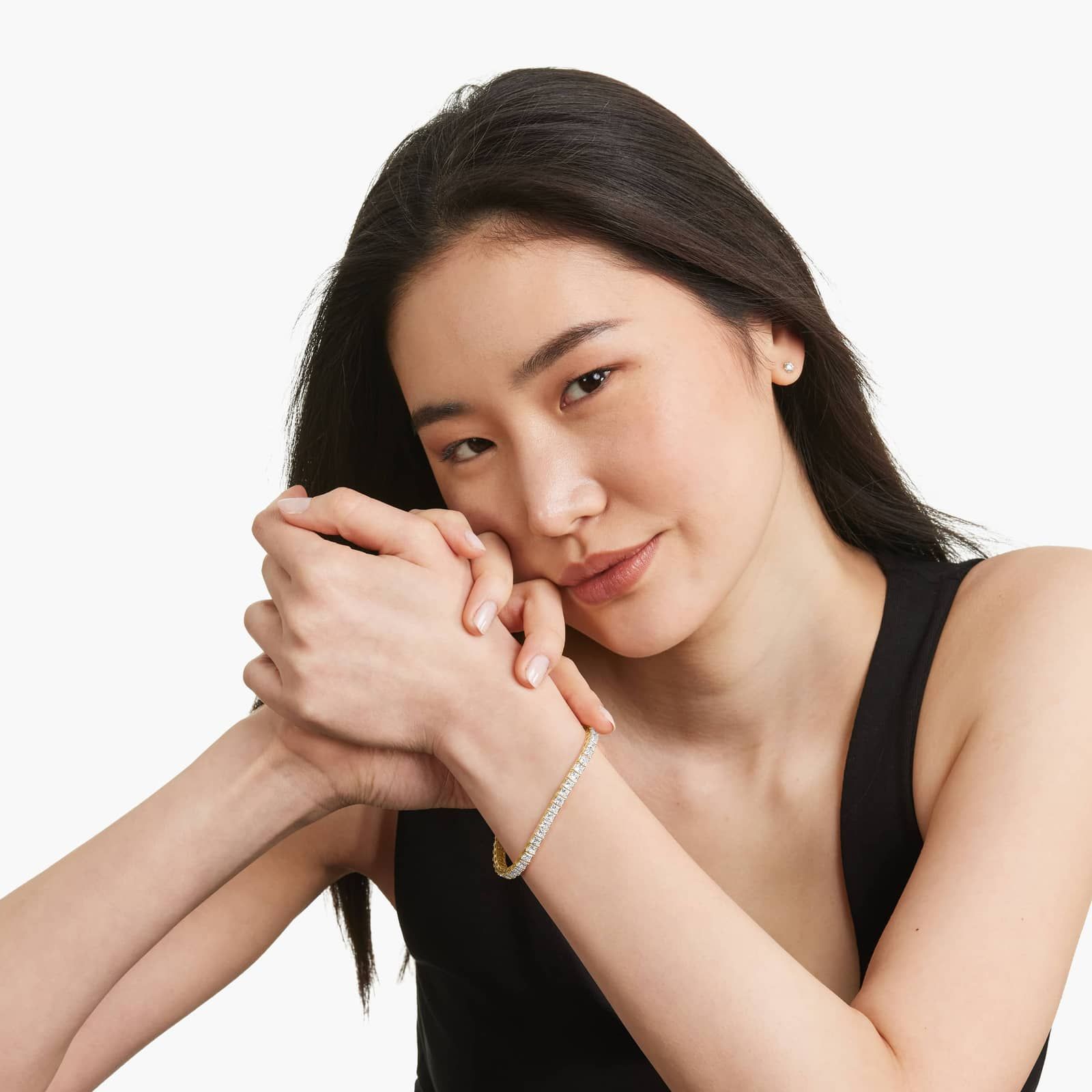 Tennis Bracelet With 12 CTW Princess Cut Lab-Grown Diamonds In 14K Yellow Gold