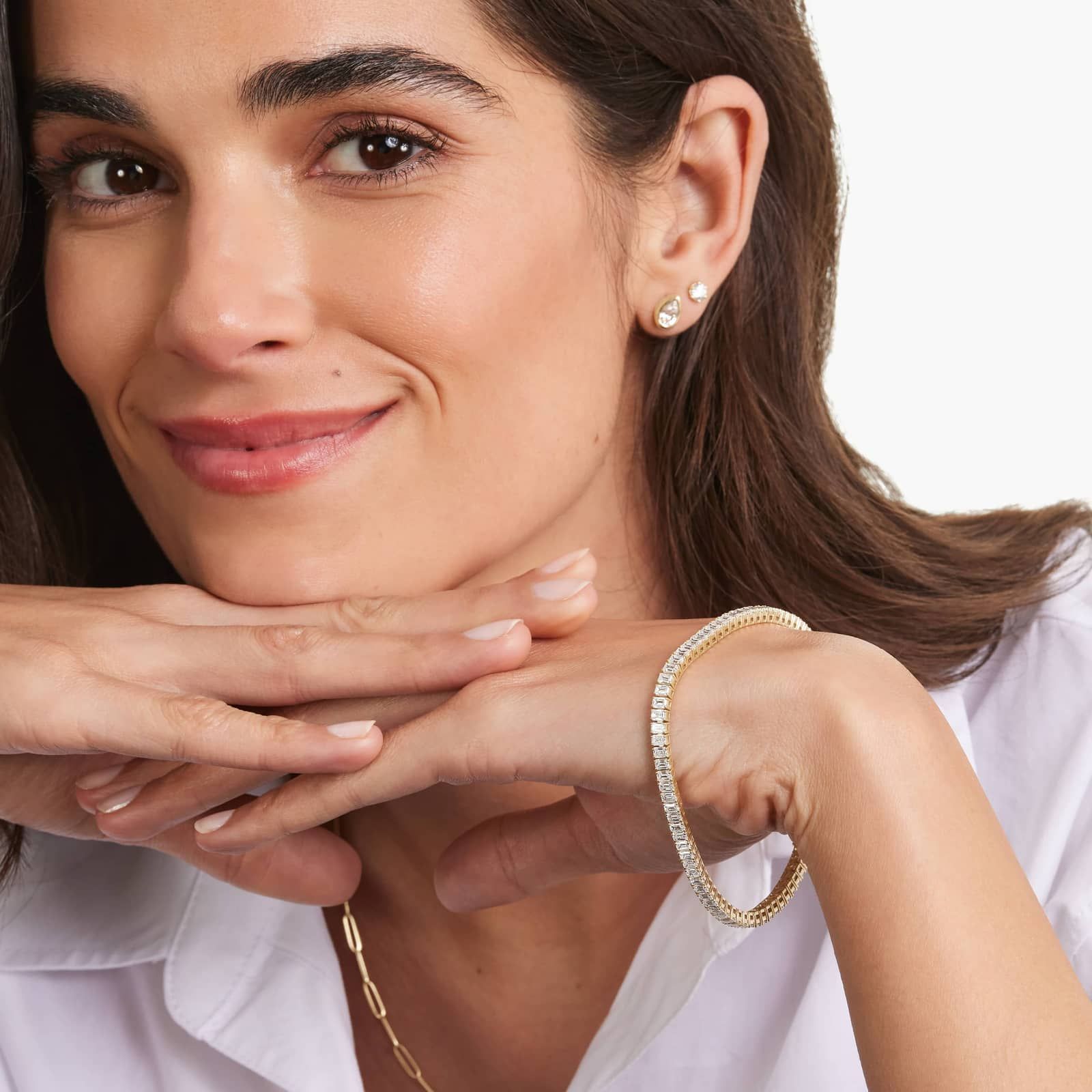 Tennis Bracelet With 8 CTW Emerald Cut Lab-Grown Diamonds In 14K Yellow Gold (8")