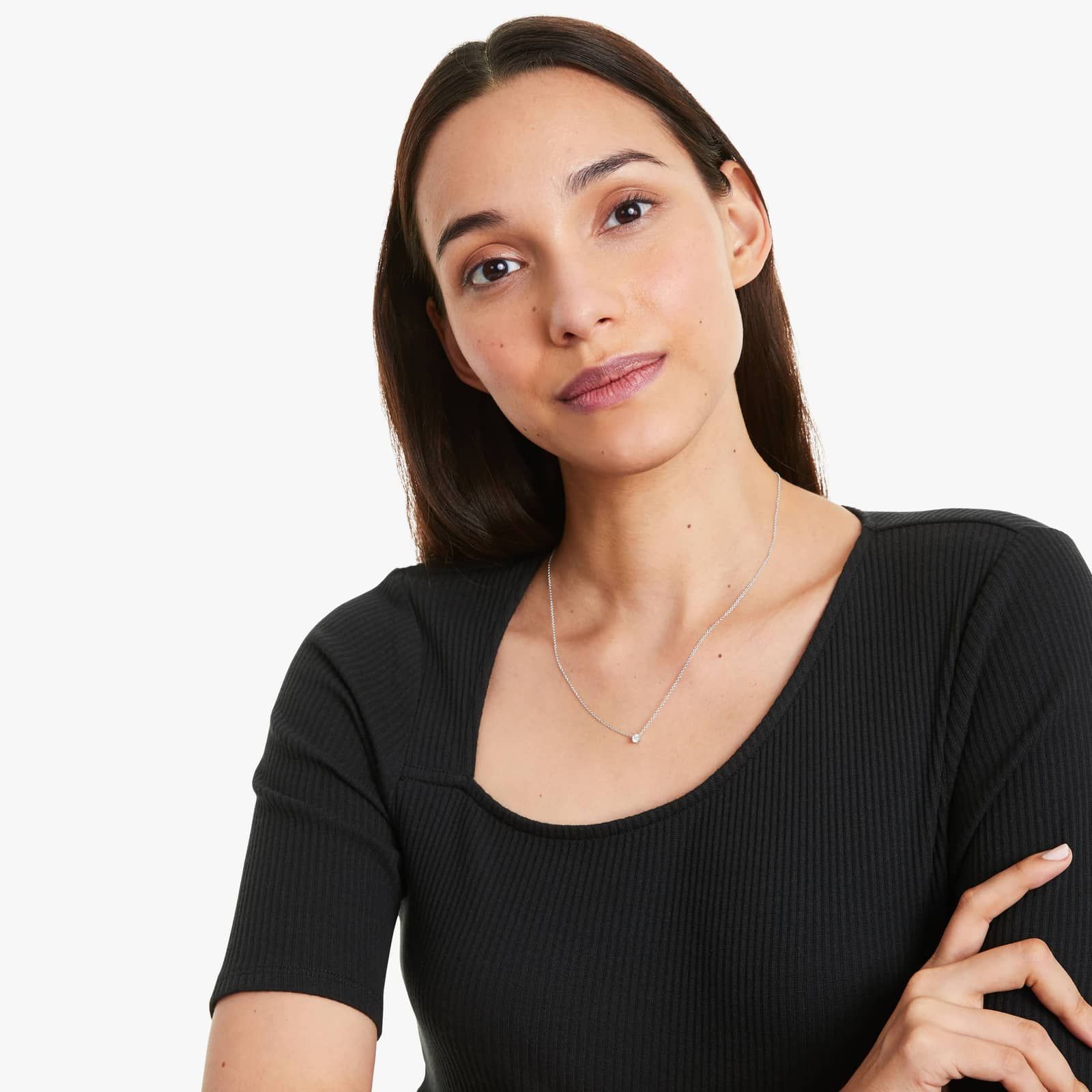 Platinum Four Prong Basket Solitaire Diamond Pendant (0.25 CTW - H-I / SI1-SI2)