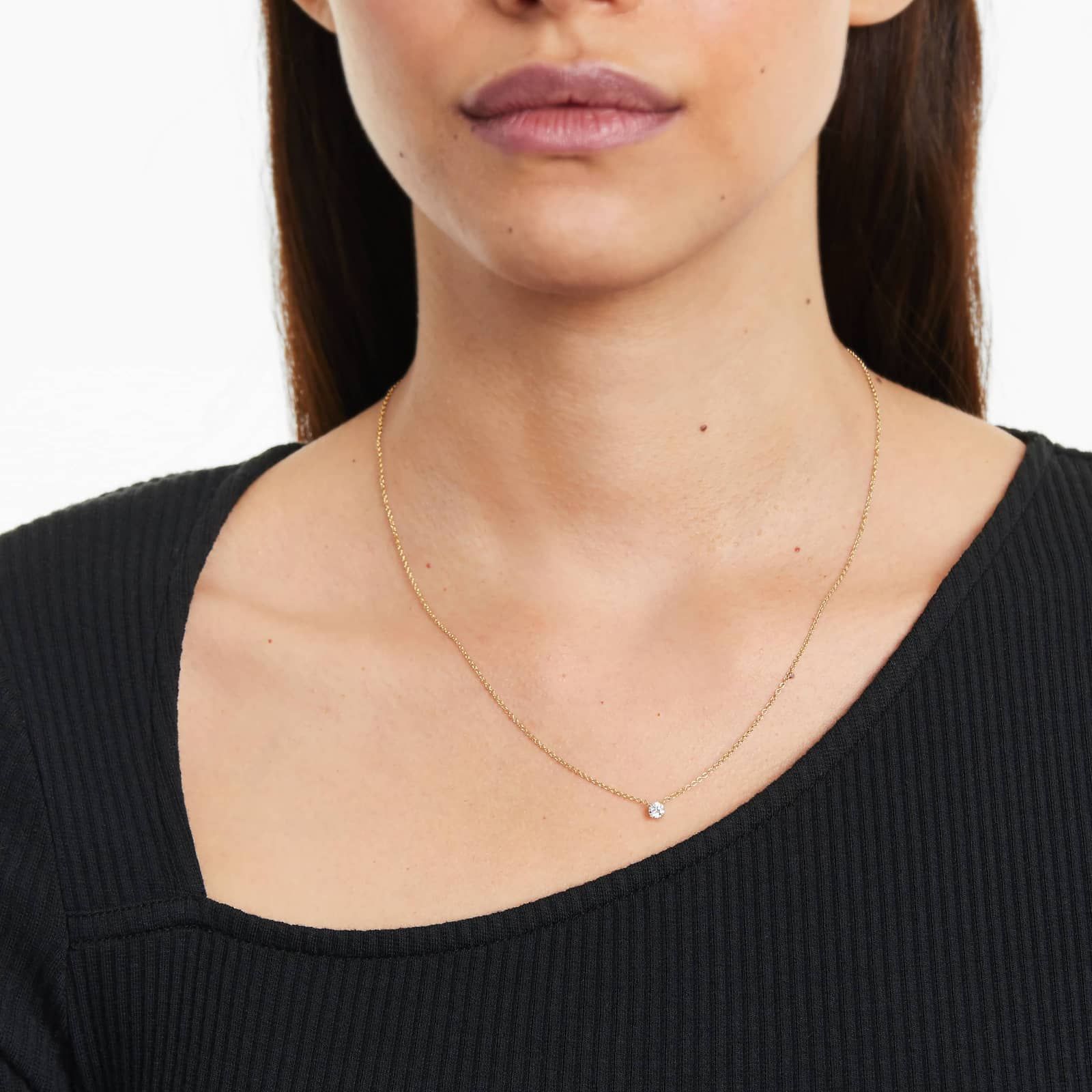 14K Yellow Gold Four Prong Basket Solitaire Diamond Pendant (0.25 CTW - H-I / SI1-SI2)