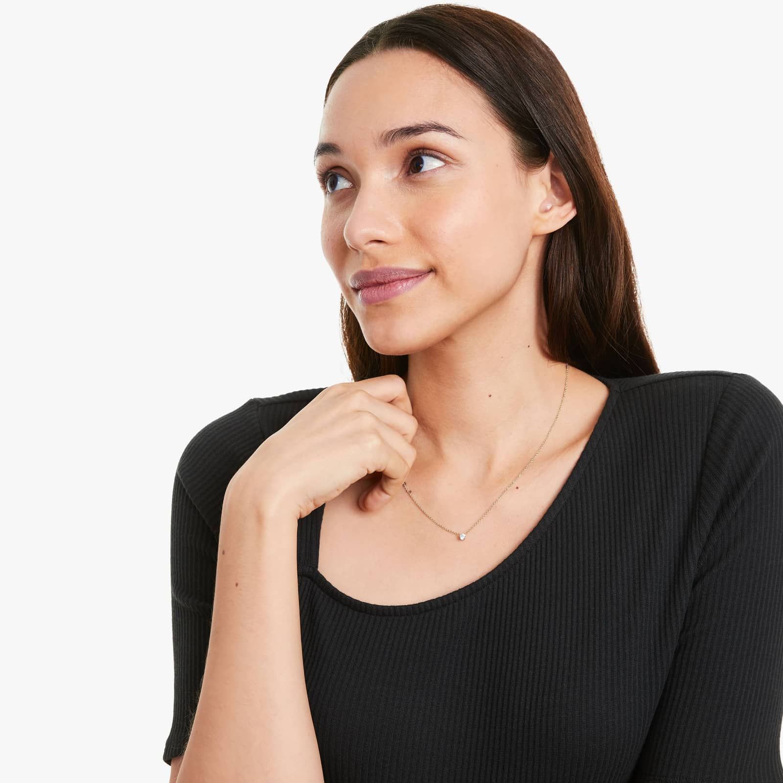 14K Yellow Gold Four Prong Basket Solitaire Diamond Pendant (0.25 CTW - H-I / SI1-SI2)