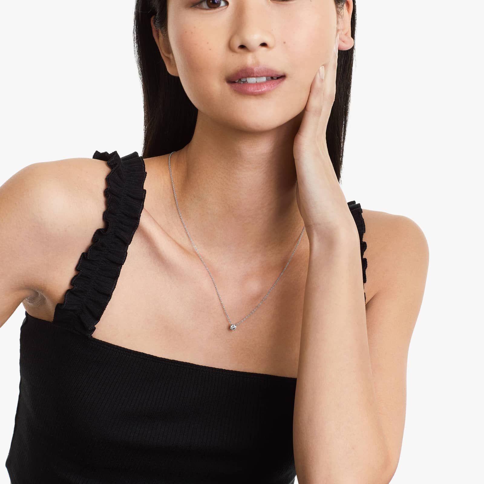 14K White Gold Four Prong Basket Solitaire Lab-Grown Diamond Pendant (0.50 CTW - F-G /VS2-SI1)