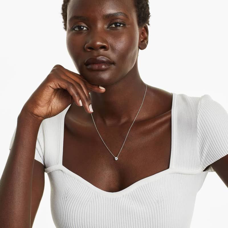 14K White Gold Four Prong Basket Solitaire Lab-Grown Diamond Pendant (0.75 CTW - F-G / VS2-SI1)