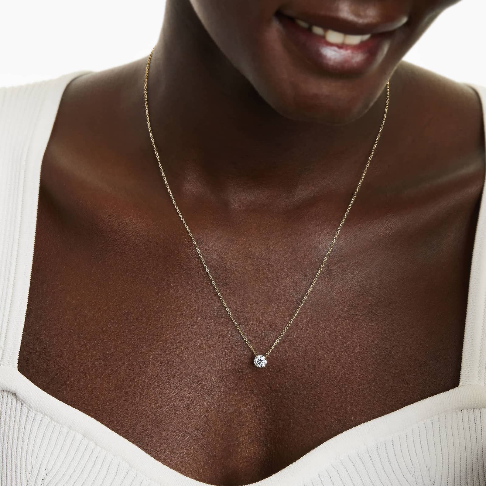 14K Yellow Gold Four Prong Basket Solitaire Lab-Grown Diamond Pendant (0.75 CTW - F-G / VS2-SI1)