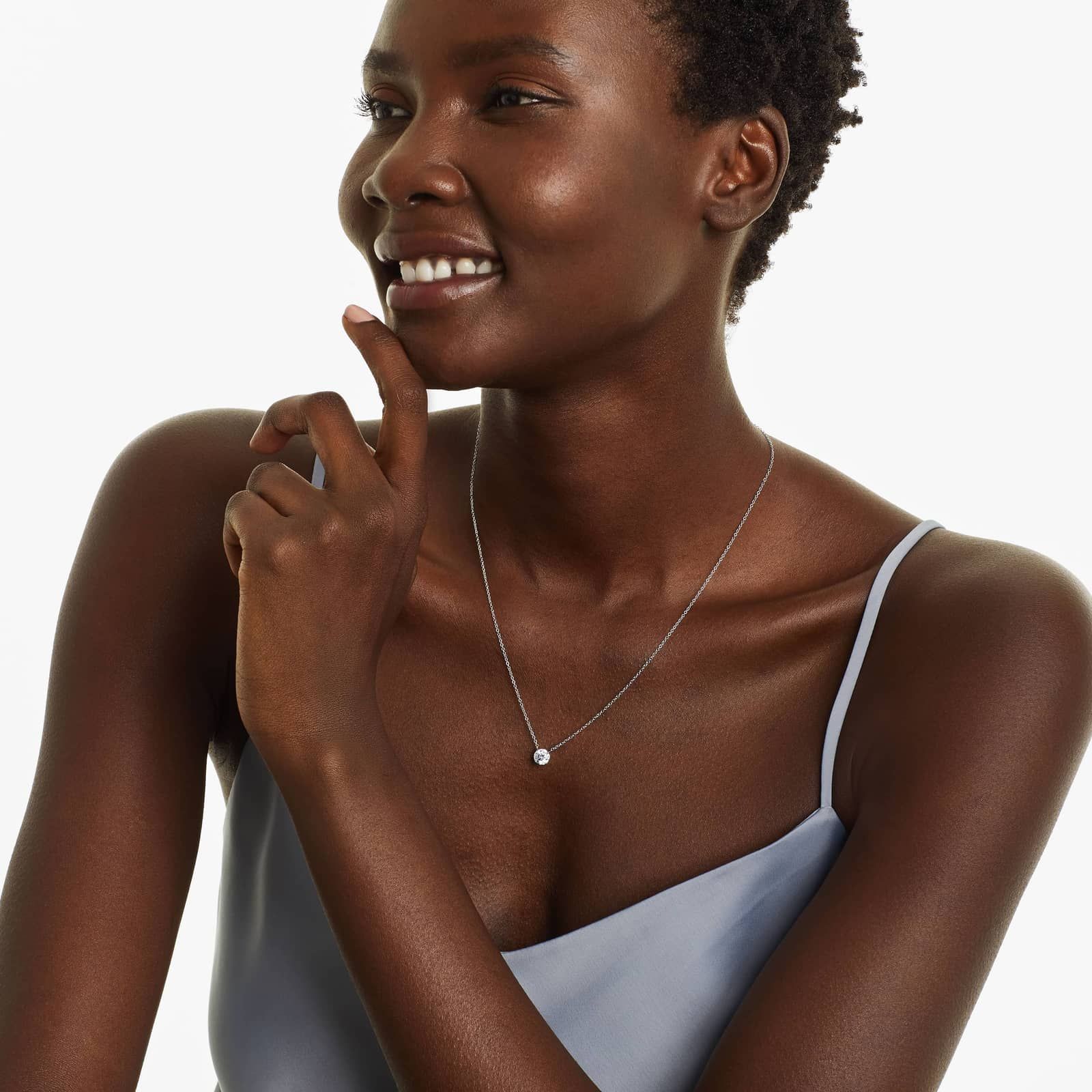 14K White Gold Four Prong Basket Solitaire Lab-Grown Diamond Pendant (1.00 CTW - F-G / VS2-SI1)