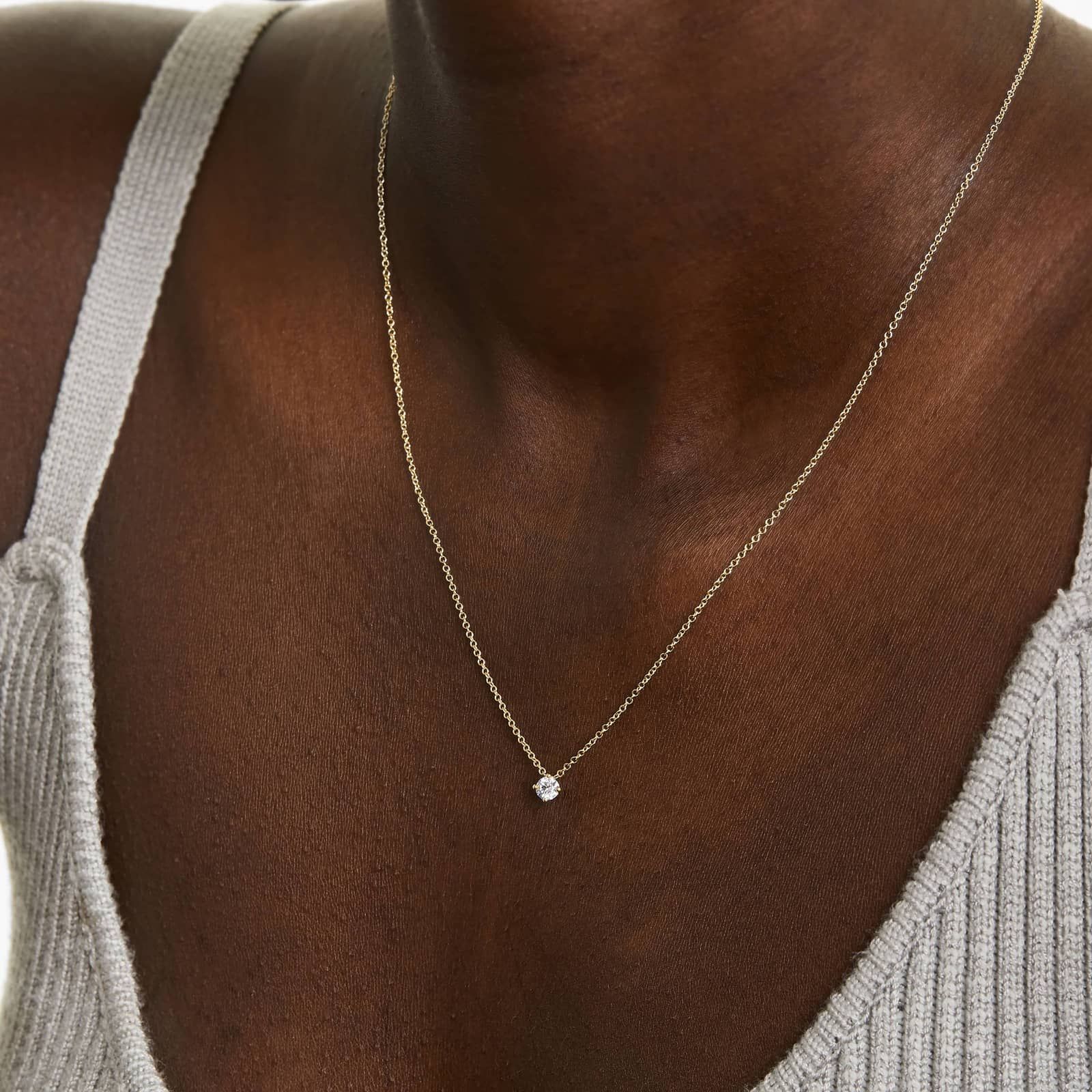 14K Yellow Gold Kite Set Solitaire Lab-Grown Diamond Pendant (0.25 CTW - F-G / VS2-SI1)