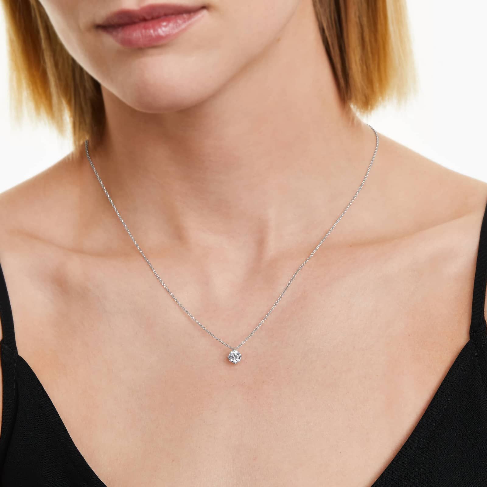 14K White Gold Kite Set Solitaire Lab-Grown Diamond Pendant (0.75 CTW - F-G / VS2-SI1)