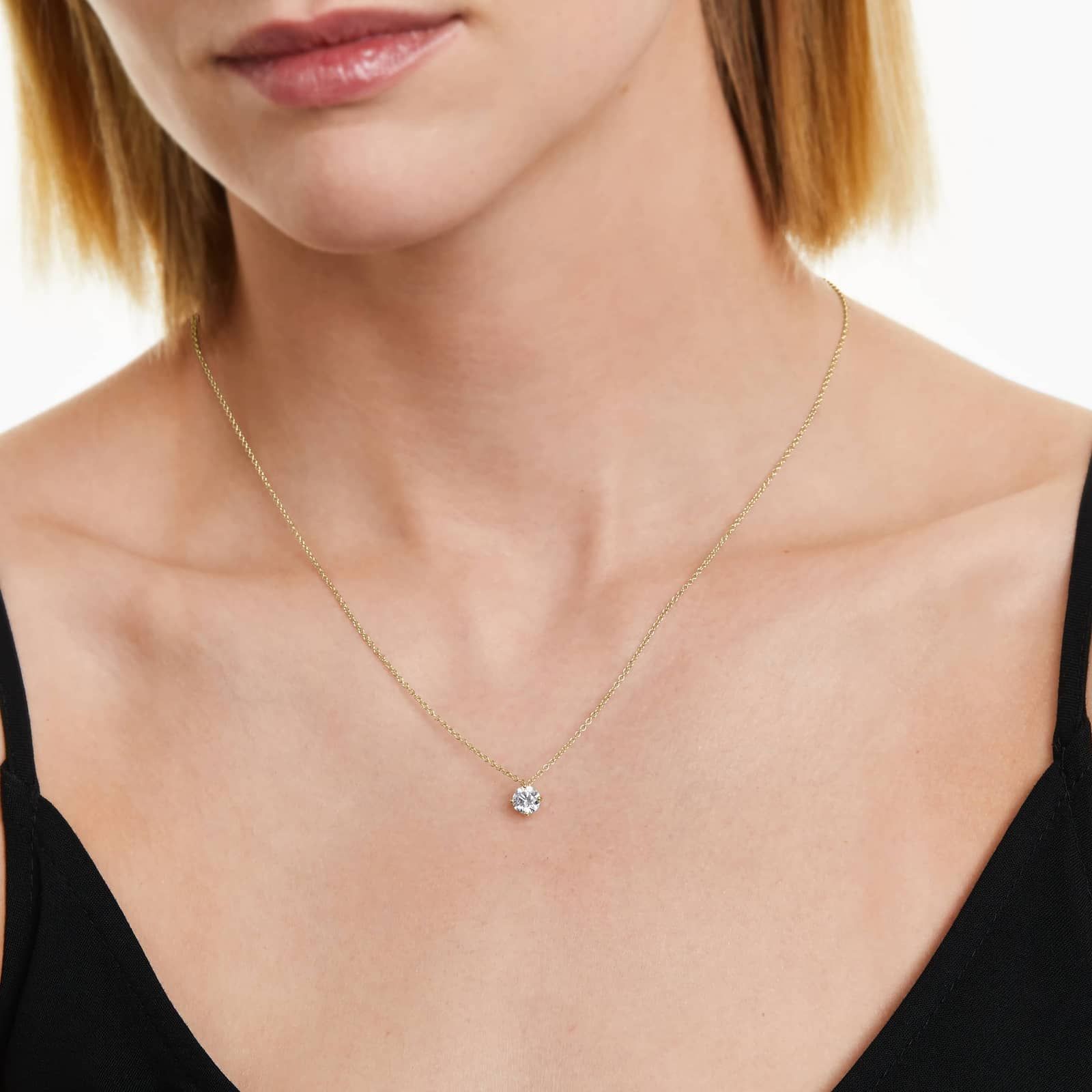 14K Yellow Gold Kite Set Solitaire Lab-Grown Diamond Pendant (0.75 CTW - F-G / VS2-SI1)