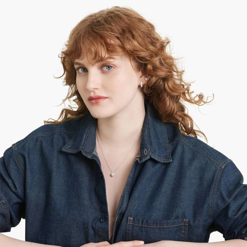 14K White Gold Kite Set Solitaire Lab Created Diamond Pendant (1.5 CTW - F-G / VS2-SI1)