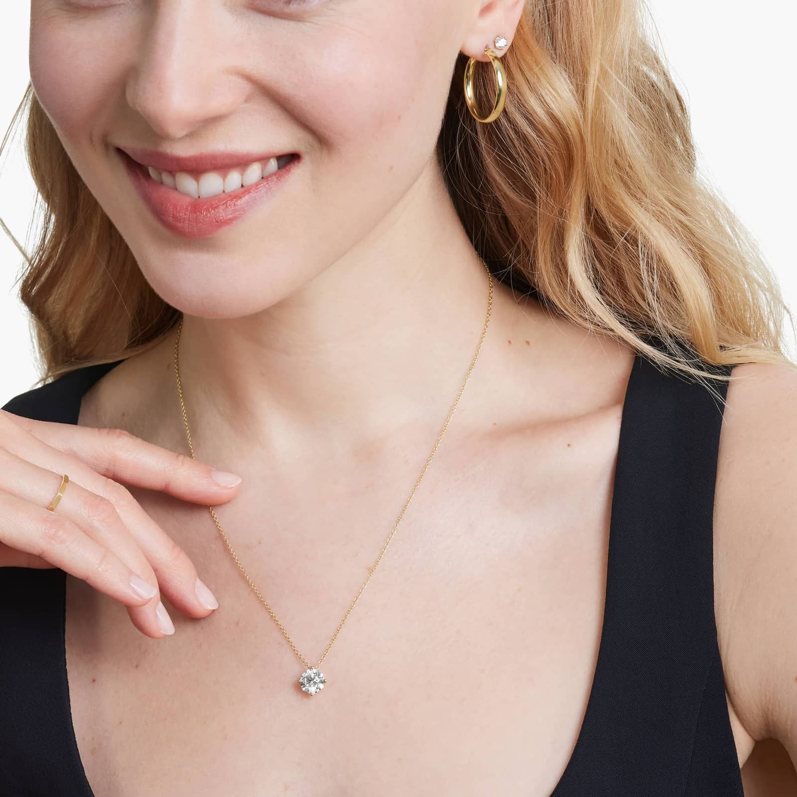 14K Yellow Gold Kite Set Solitaire Lab Created Diamond Pendant (2 CTW - F-G / VS2-SI1)