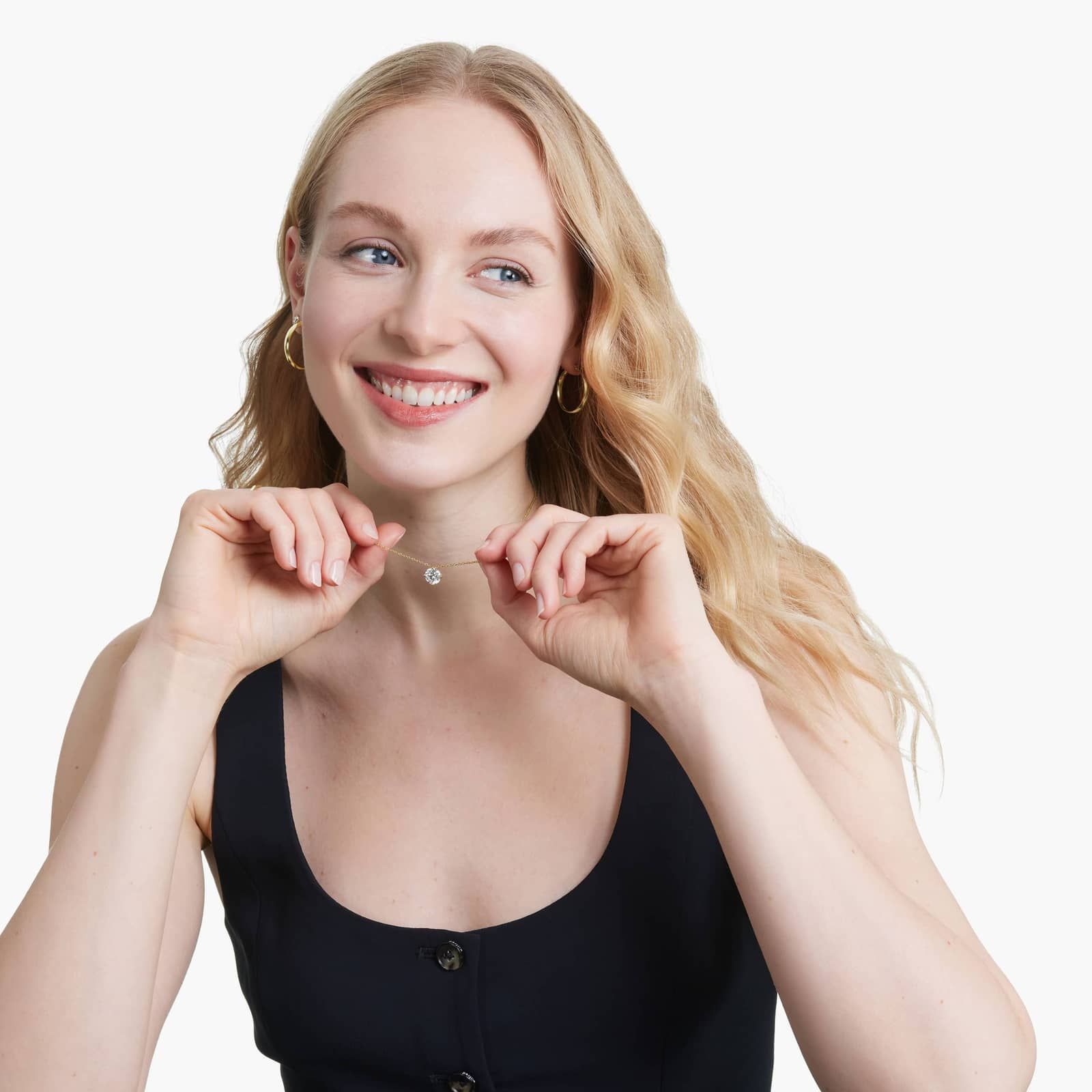 14K Yellow Gold Kite Set Solitaire Lab Created Diamond Pendant (2 CTW - F-G / VS2-SI1)