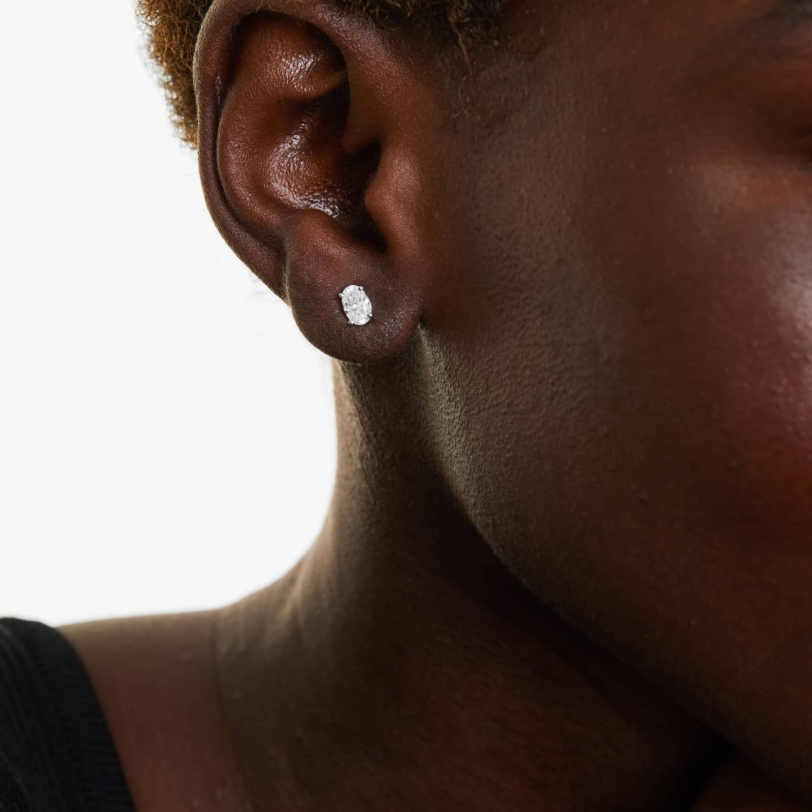 Oval Cut 0.75 CTW Diamond Stud Earrings Diamonds In Platinum