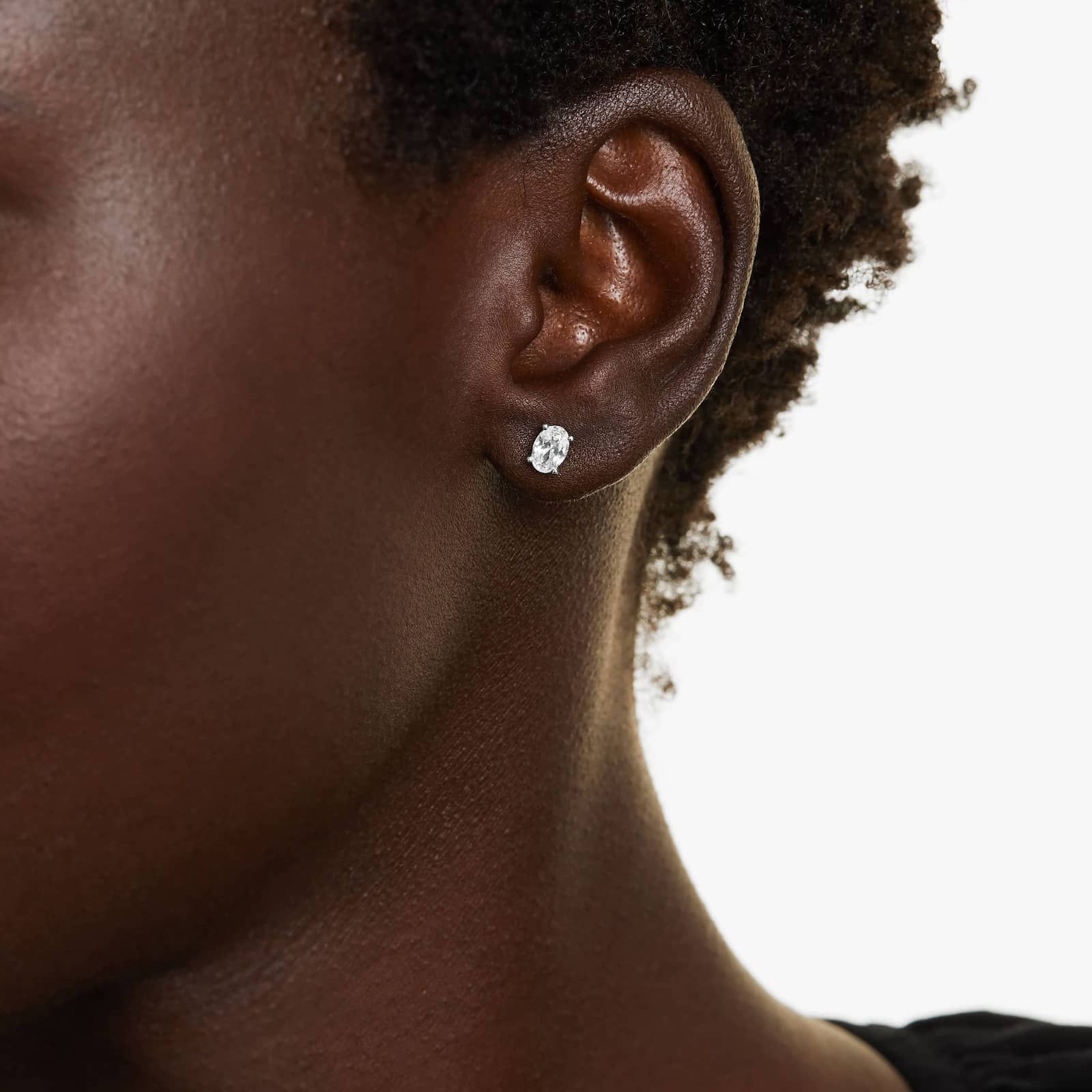 Oval Cut 1 CTW Diamond Stud Earrings In 14K White Gold