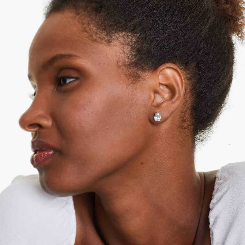 Oval Cut 2 CTW Lab-Grown Diamond Stud Earrings In 14K White Gold