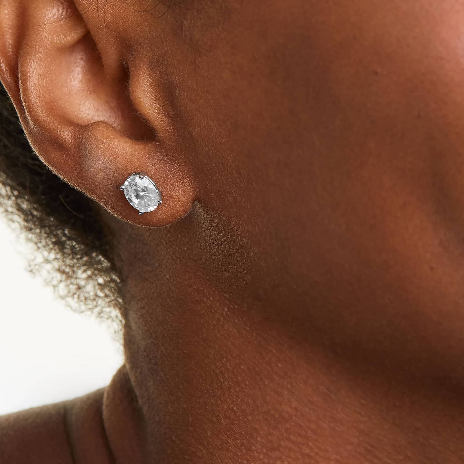 Oval Cut 2 CTW Lab-Grown Diamond Stud Earrings In 14K White Gold