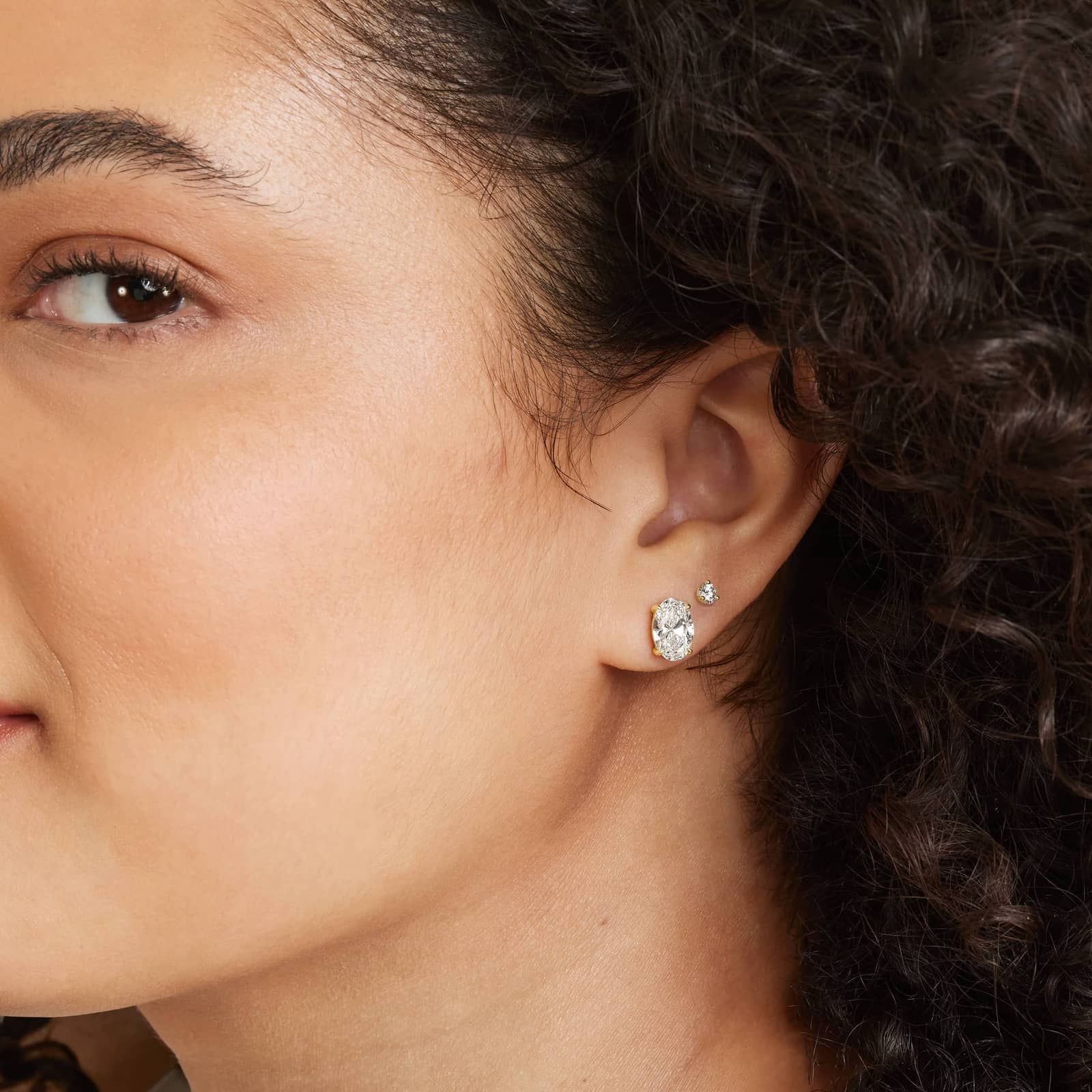 Oval Cut 3 CTW Lab-Grown Diamond Stud Earrings In 14K Yellow Gold