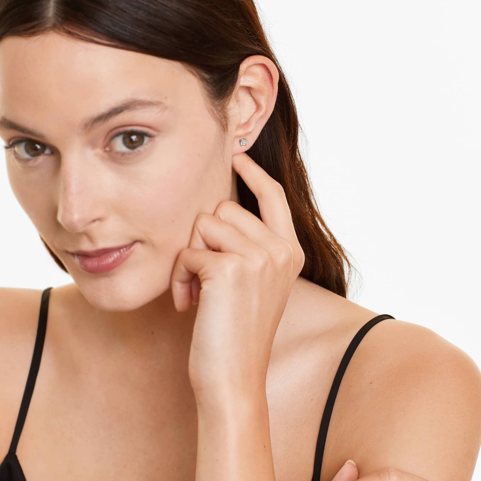 Cushion Cut 0.5 CTW Diamond Stud Earrings In 14K White Gold