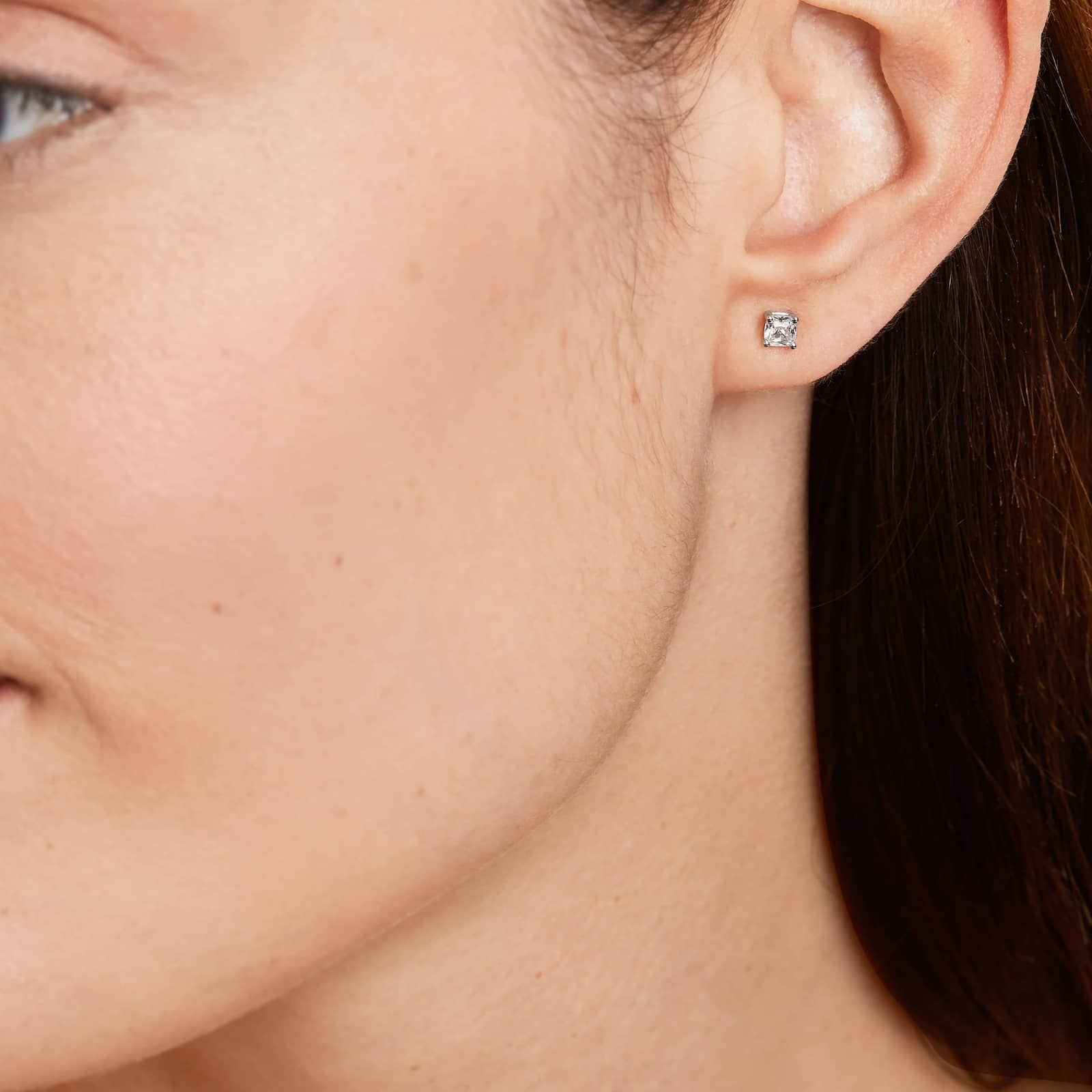 Cushion Cut 0.5 CTW Diamond Stud Earrings In 14K White Gold