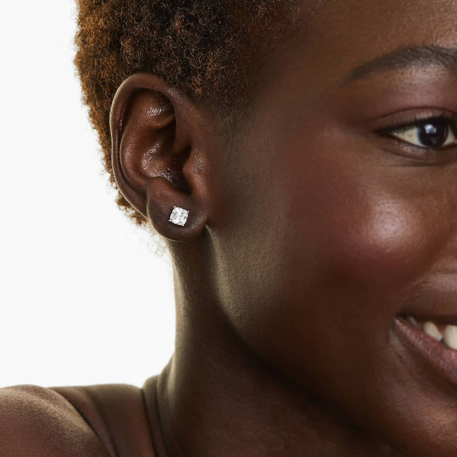 Cushion Cut 2 CTW Diamond Stud Earrings In 14K White Gold