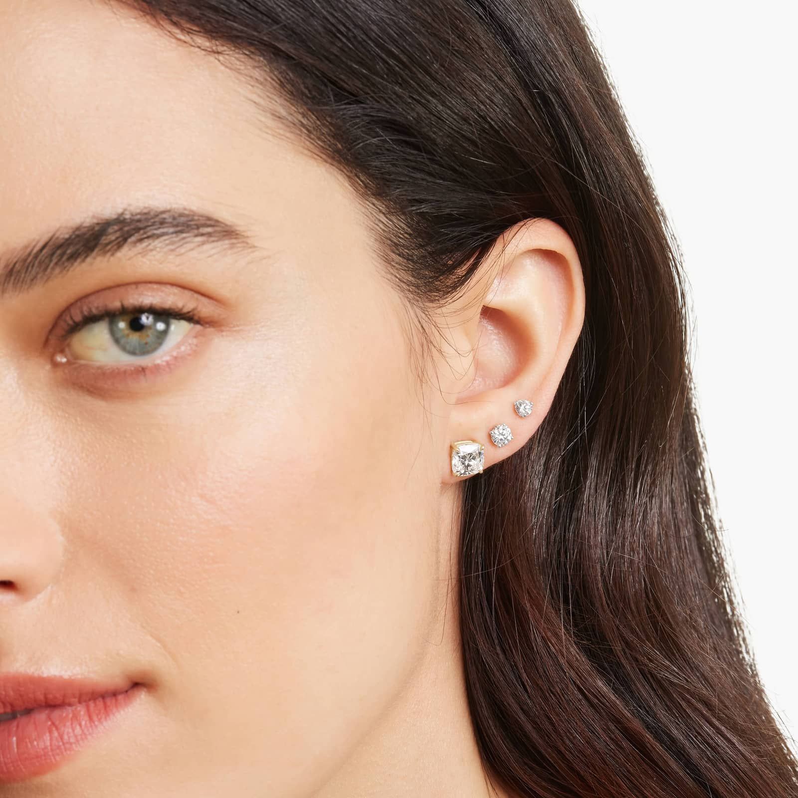 Cushion Cut 3 CTW Lab-Grown Diamond Stud Earrings In 14K Yellow Gold