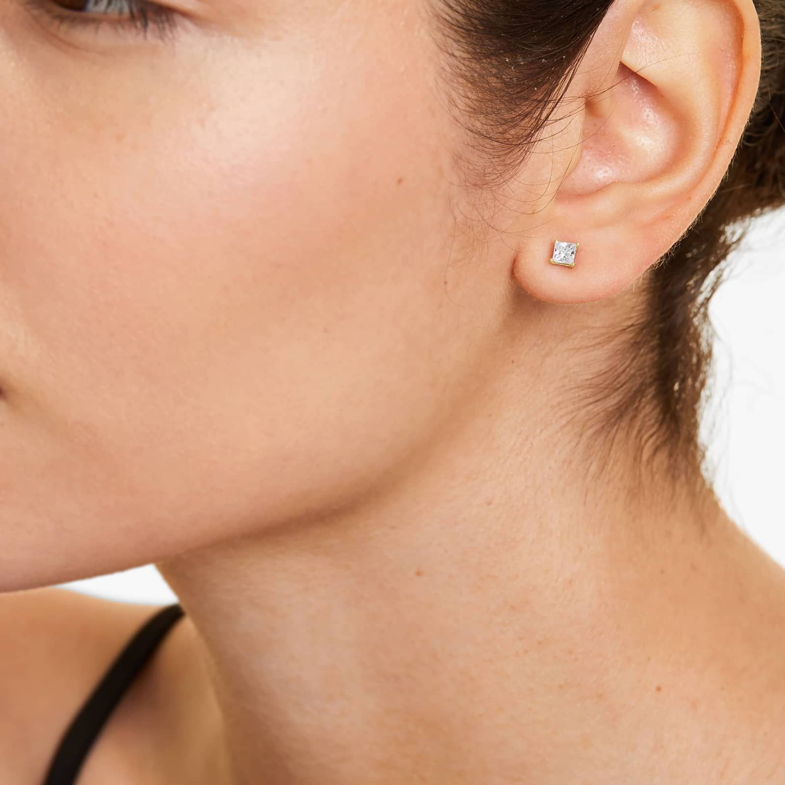 Princess Cut 0.5 CTW Diamond Stud Earrings In 14K Yellow Gold