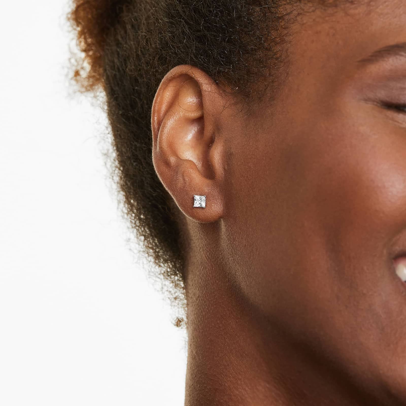 Princess Cut 1 CTW Diamond Stud Earrings In 14K White Gold