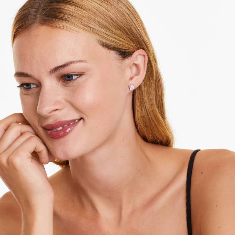 Princess Cut 2 CTW Lab-Grown Diamond Stud Earrings In 14K White Gold