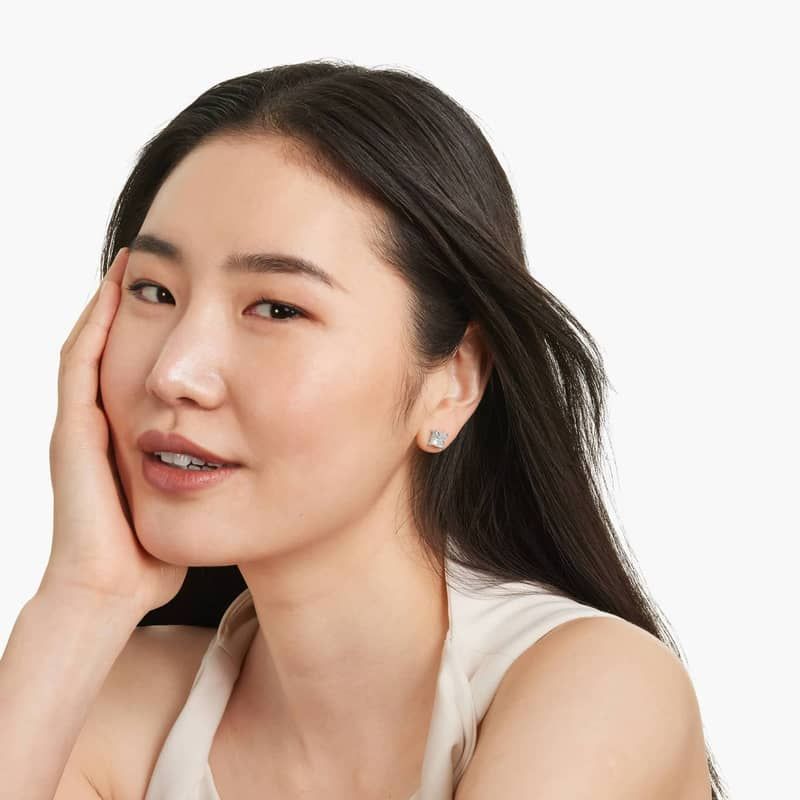 Princess Cut 3 CTW Lab-Grown Diamond Stud Earrings In 14K White Gold