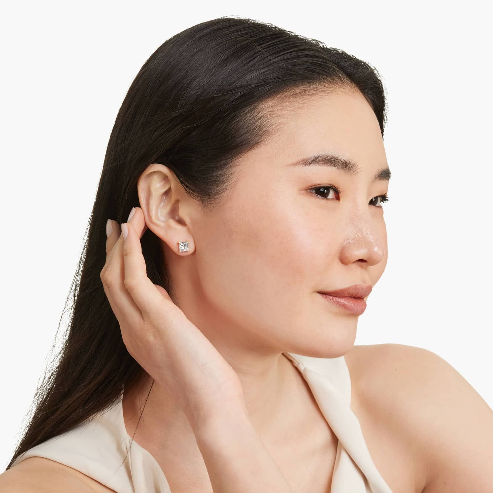 Princess Cut 3 CTW Lab-Grown Diamond Stud Earrings In 14K Yellow Gold