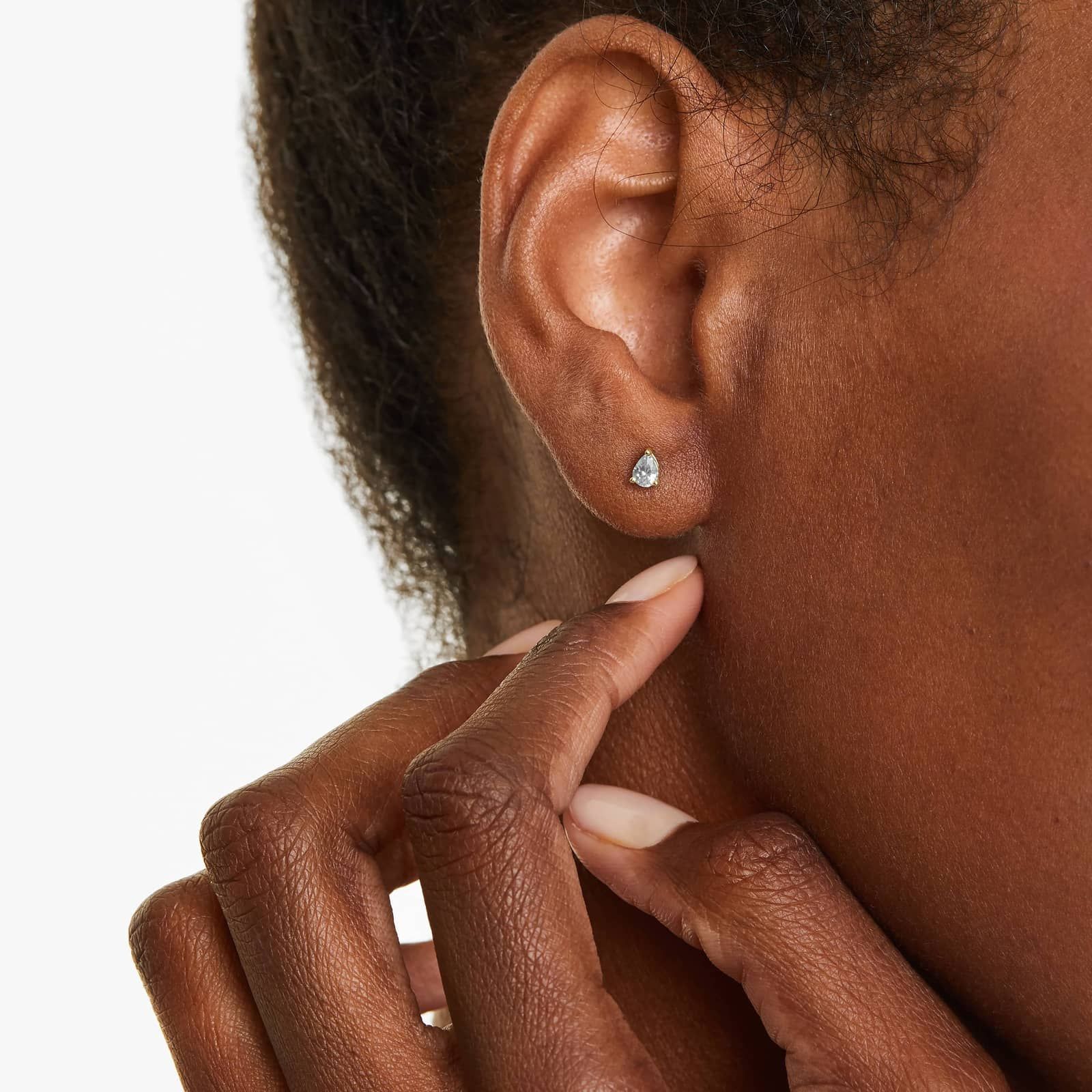 Pear Shape 0.5 CTW Diamond Stud Earrings In 14K Yellow Gold