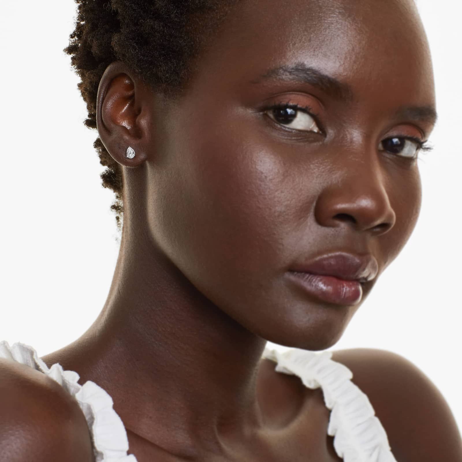 Pear Shape 0.75 CTW Diamond Stud Earrings In 14K White Gold