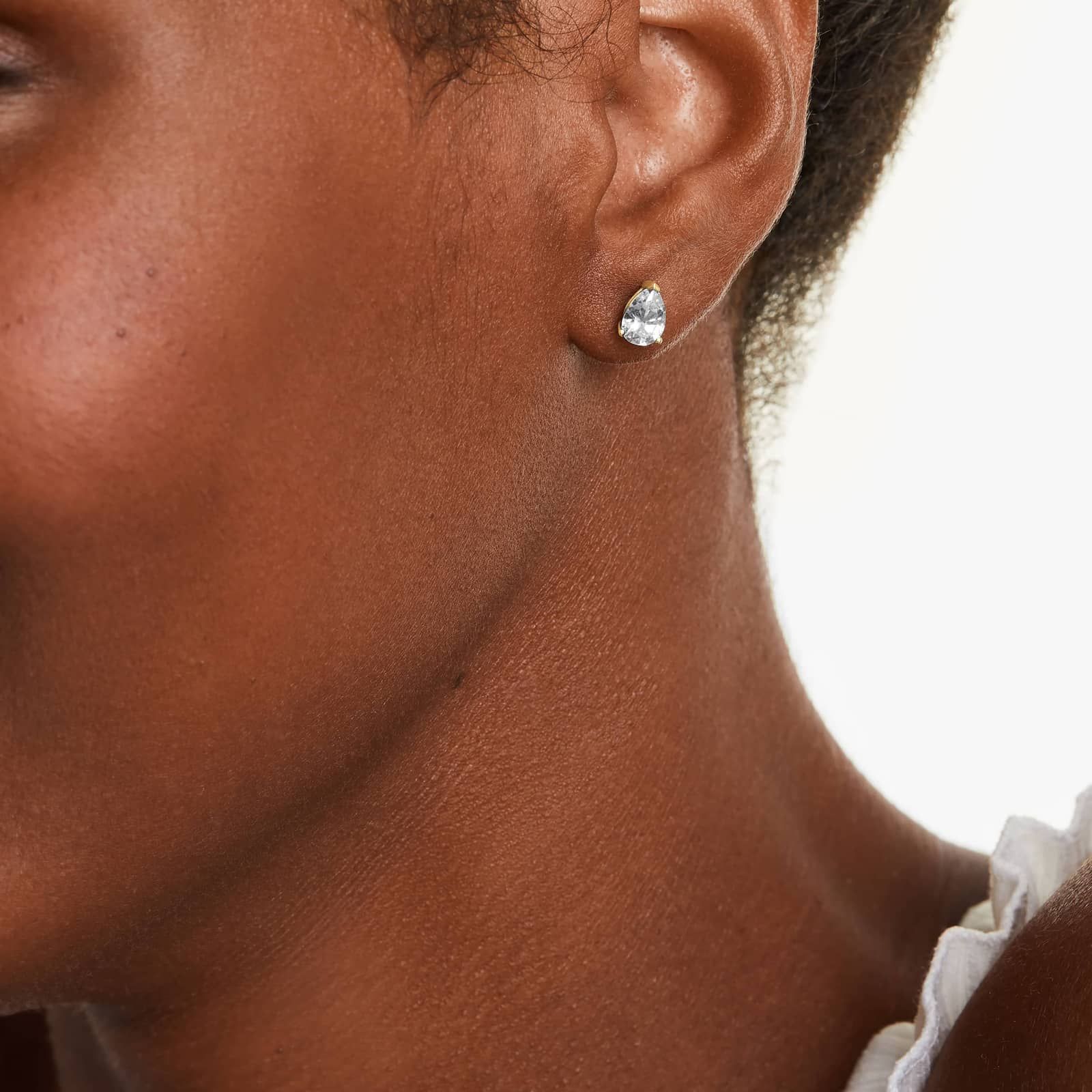 Pear Shape 1 CTW Diamond Stud Earrings In 14K Yellow Gold