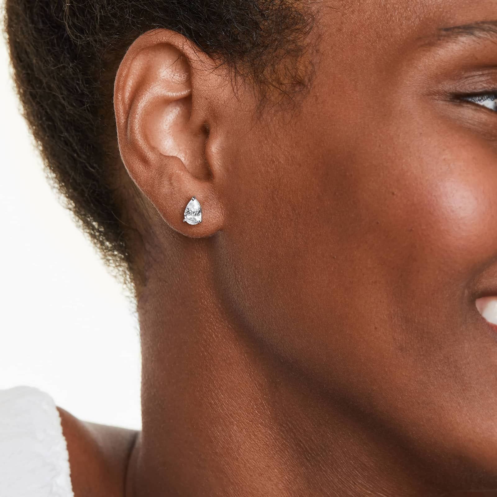 Pear Shape 1.5 CTW Diamond Stud Earrings In 14K White Gold