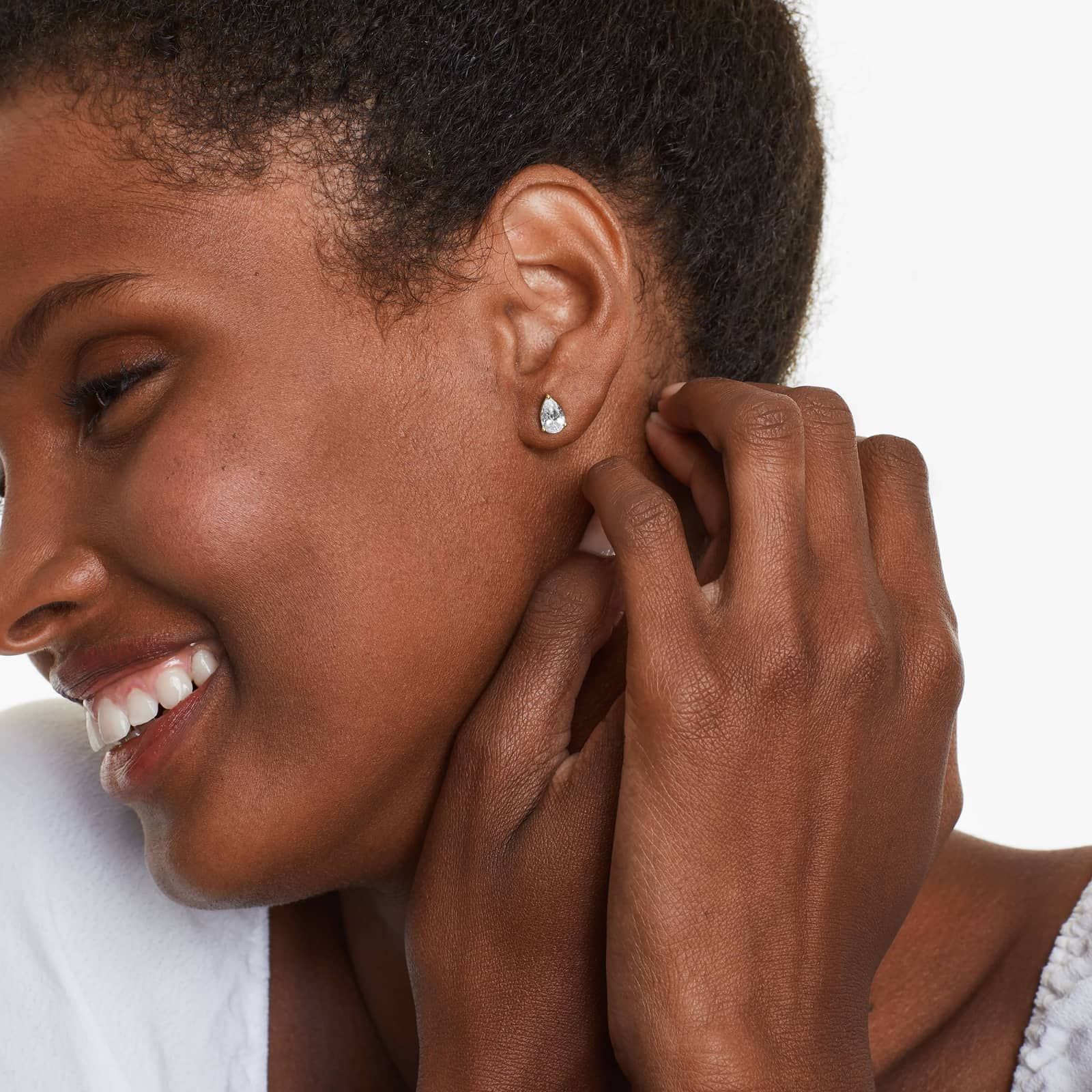 Pear Shape 1.5 CTW Diamond Stud Earrings In 14K Yellow Gold