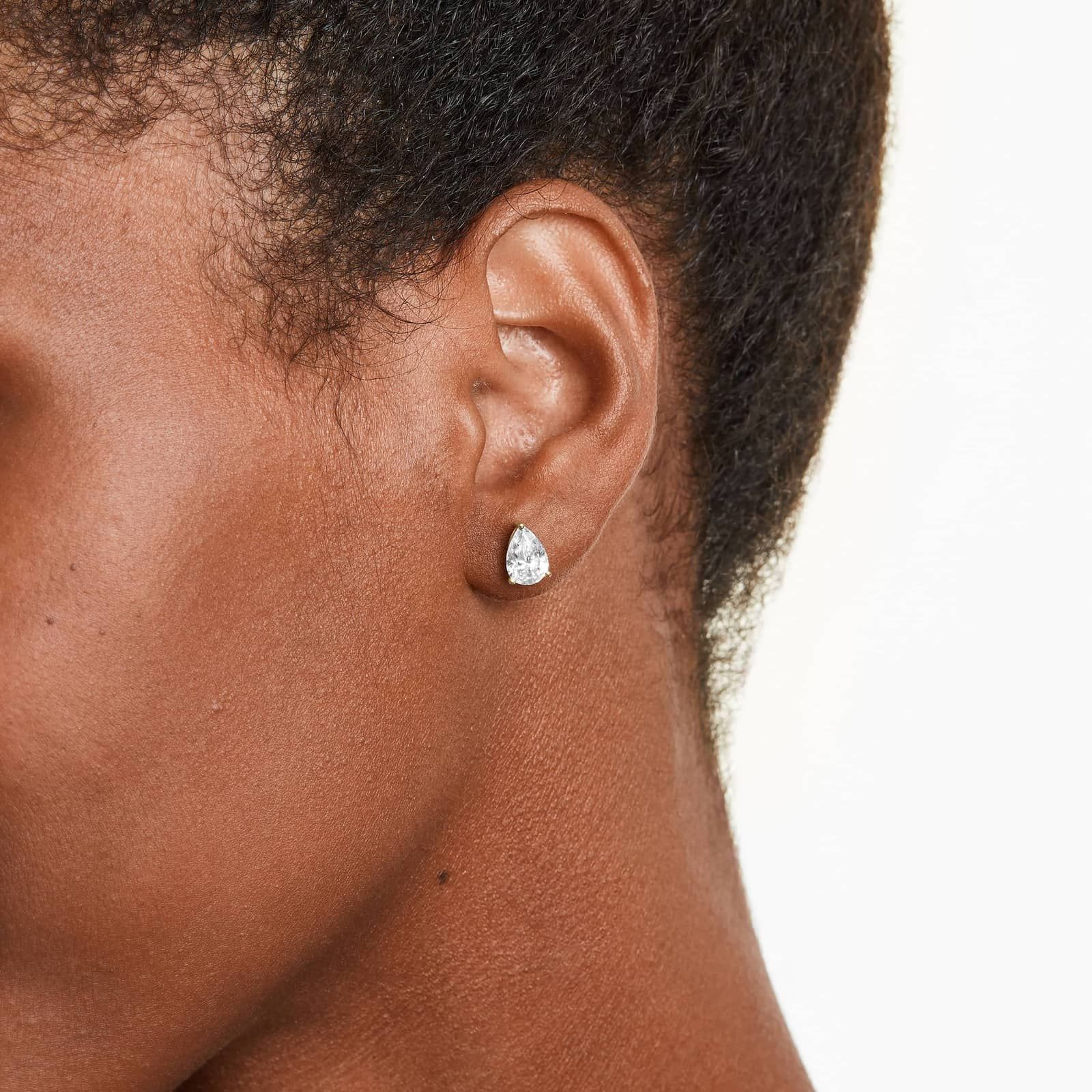 Pear Shape 2 CTW Diamond Stud Earrings In 14K Yellow Gold