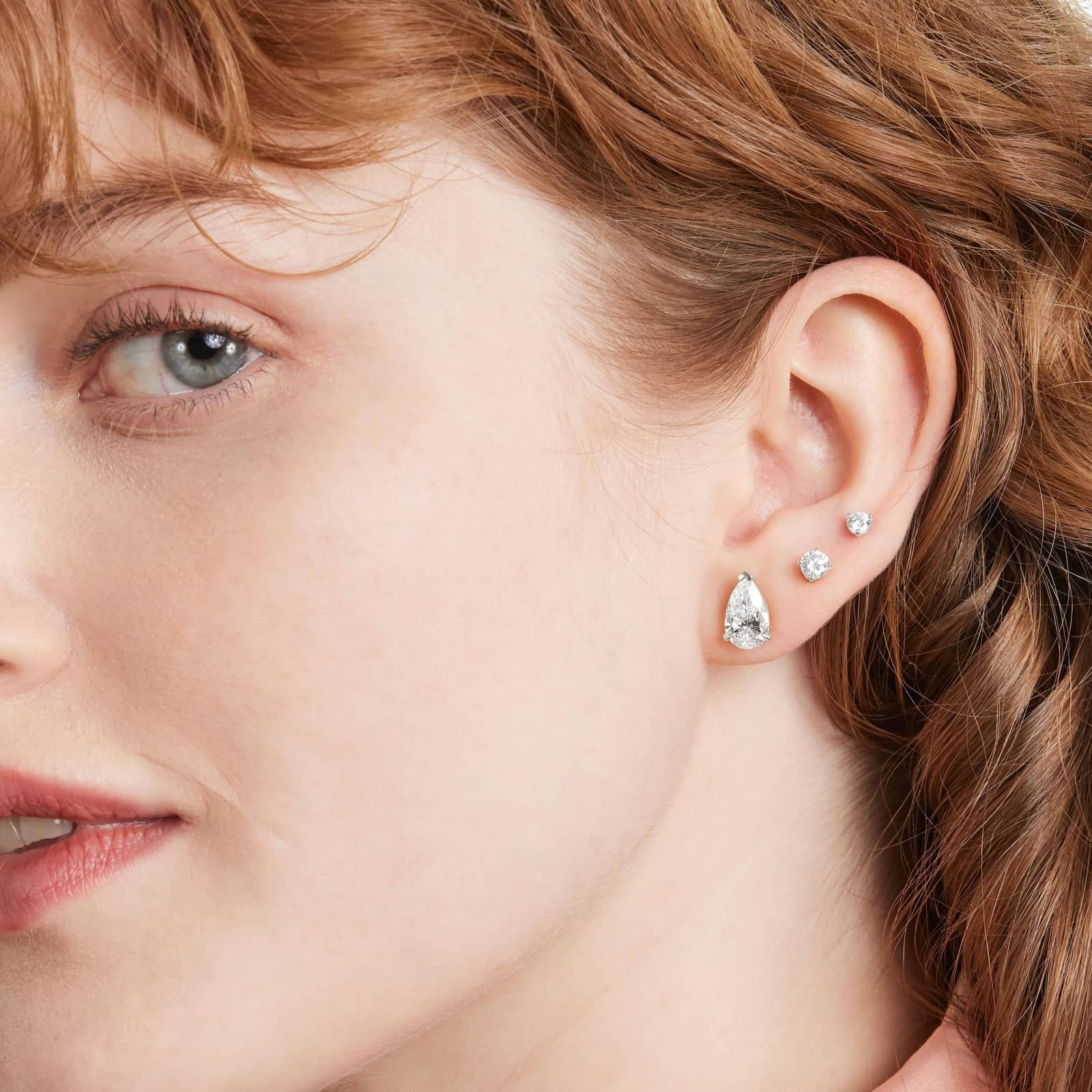 Pear Shape 3 CTW Lab-Grown Diamond Stud Earrings In 14K White Gold