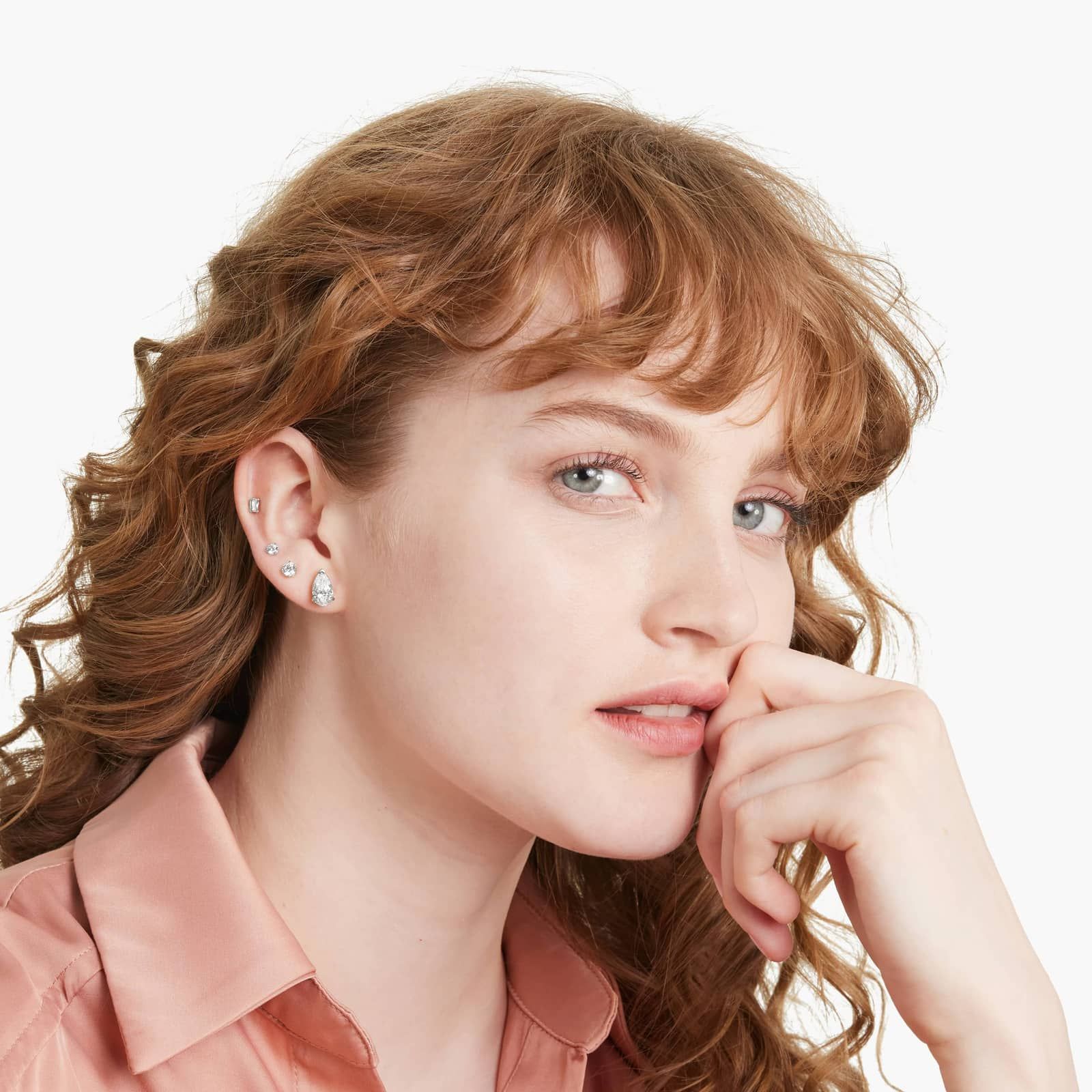 Pear Shape 3 CTW Lab-Grown Diamond Stud Earrings In 14K White Gold