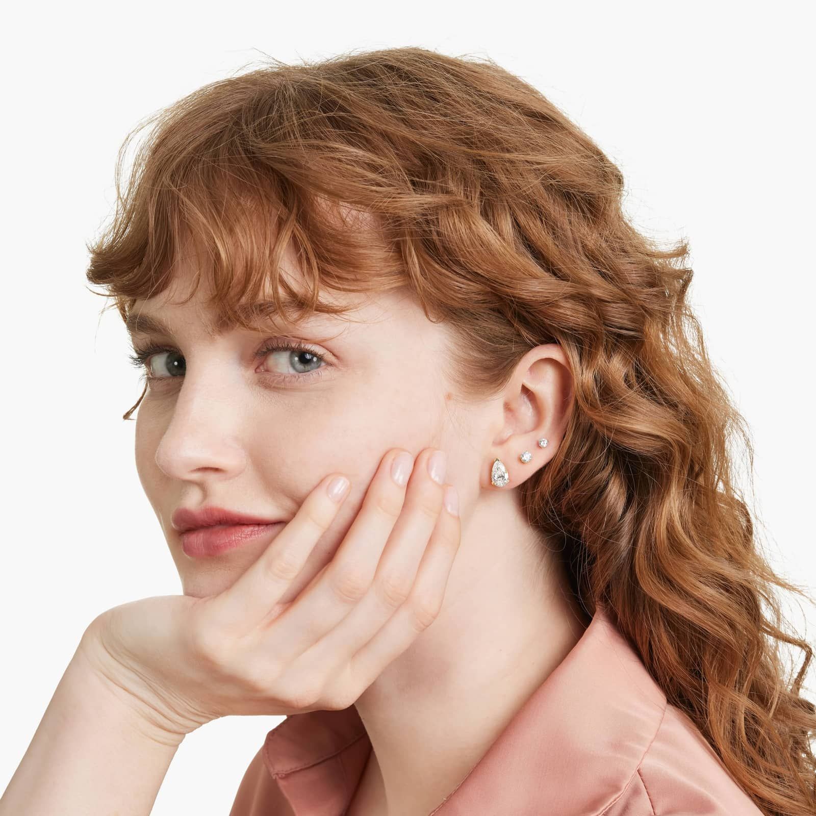 Pear Shape 3 CTW Lab-Grown Diamond Stud Earrings In 14K Yellow Gold