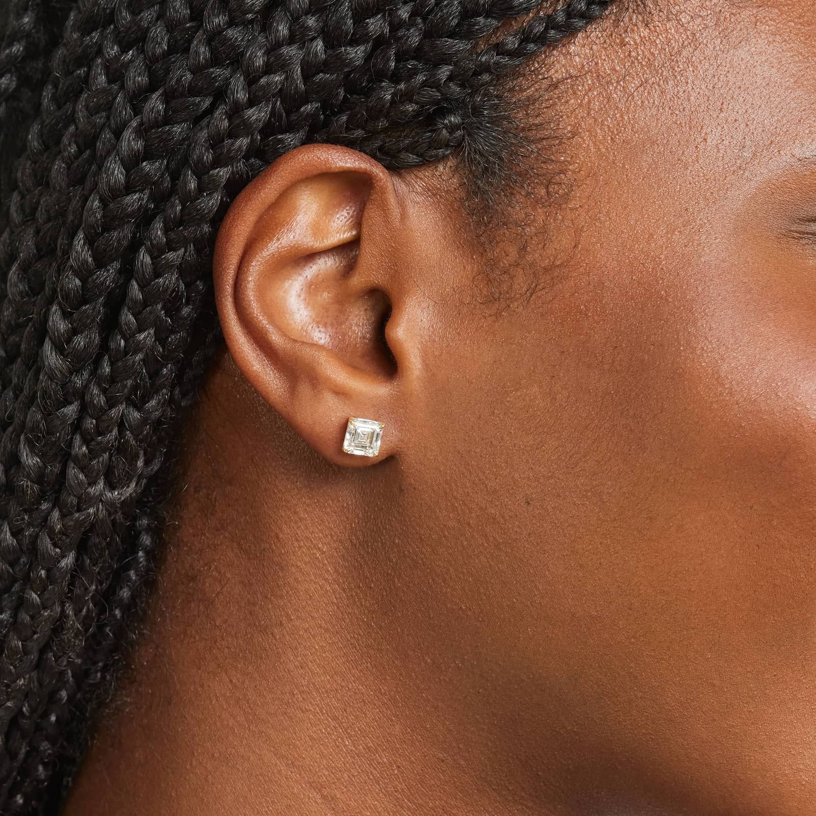 Asscher Cut 3 CTW Lab-Grown Diamond Stud Earrings In 14K Yellow Gold