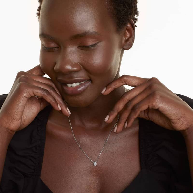 Platinum Oval Shape Diamond Solitaire Pendant (0.50 CTW - H-I / SI1-SI2)