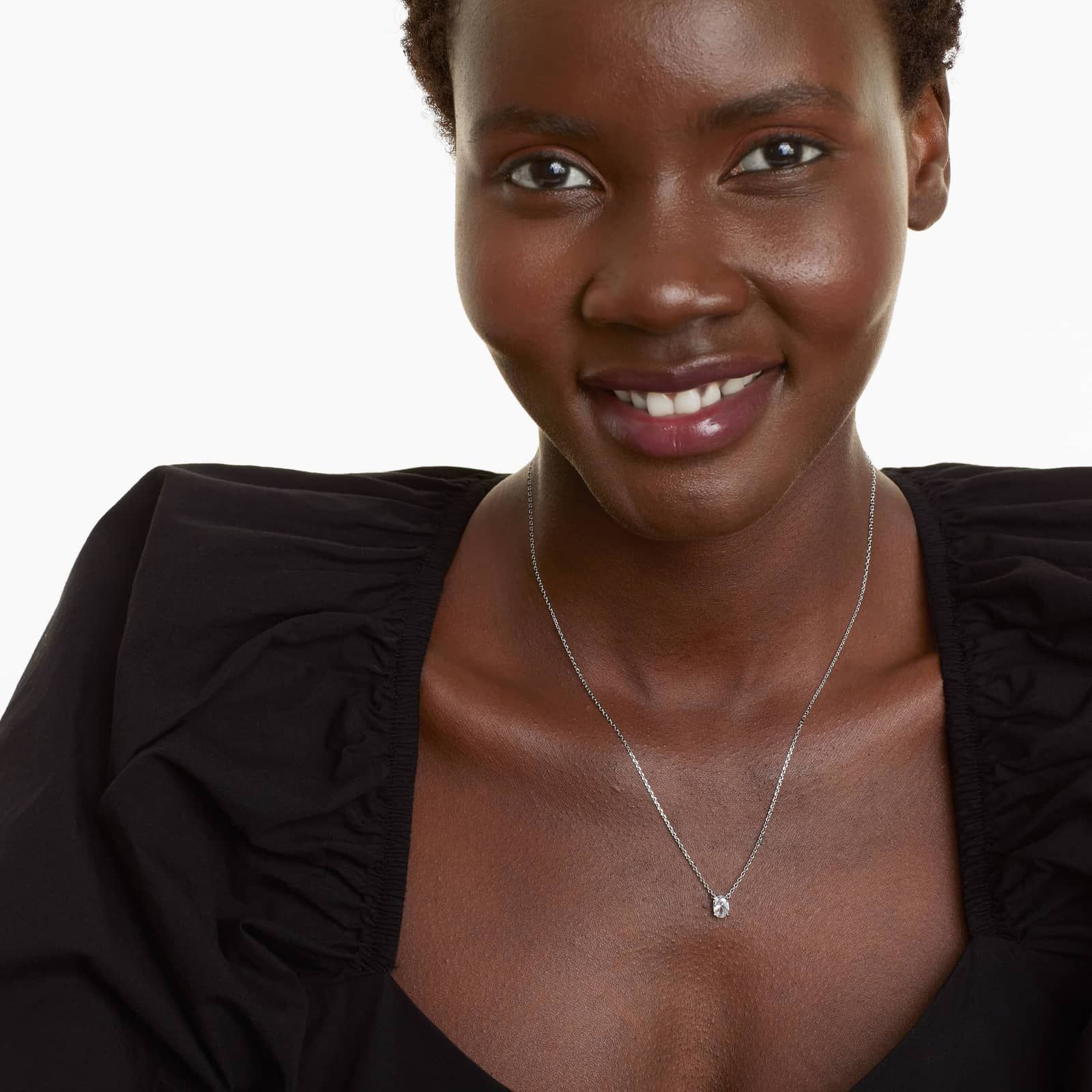 Platinum Oval Shape Diamond Solitaire Pendant (0.50 CTW - H-I / SI1-SI2)