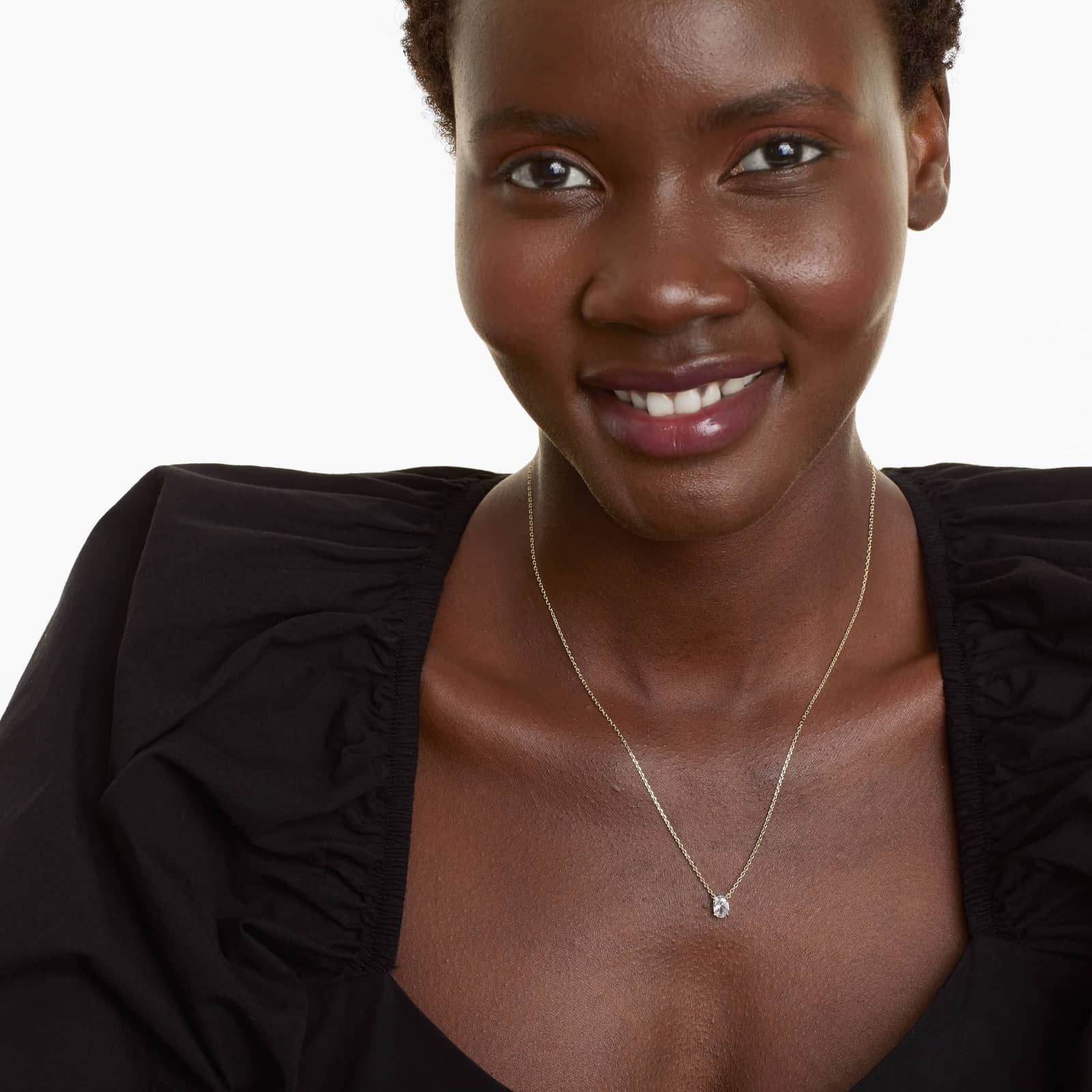 14K Yellow Gold Oval Shape Diamond Solitaire Pendant (0.50 CTW - H-I / SI1-SI2)