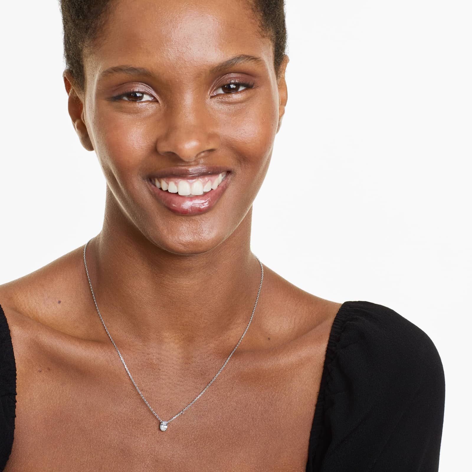 Platinum Oval Shape Diamond Solitaire Pendant (0.75 CTW - H-I / SI1-SI2)