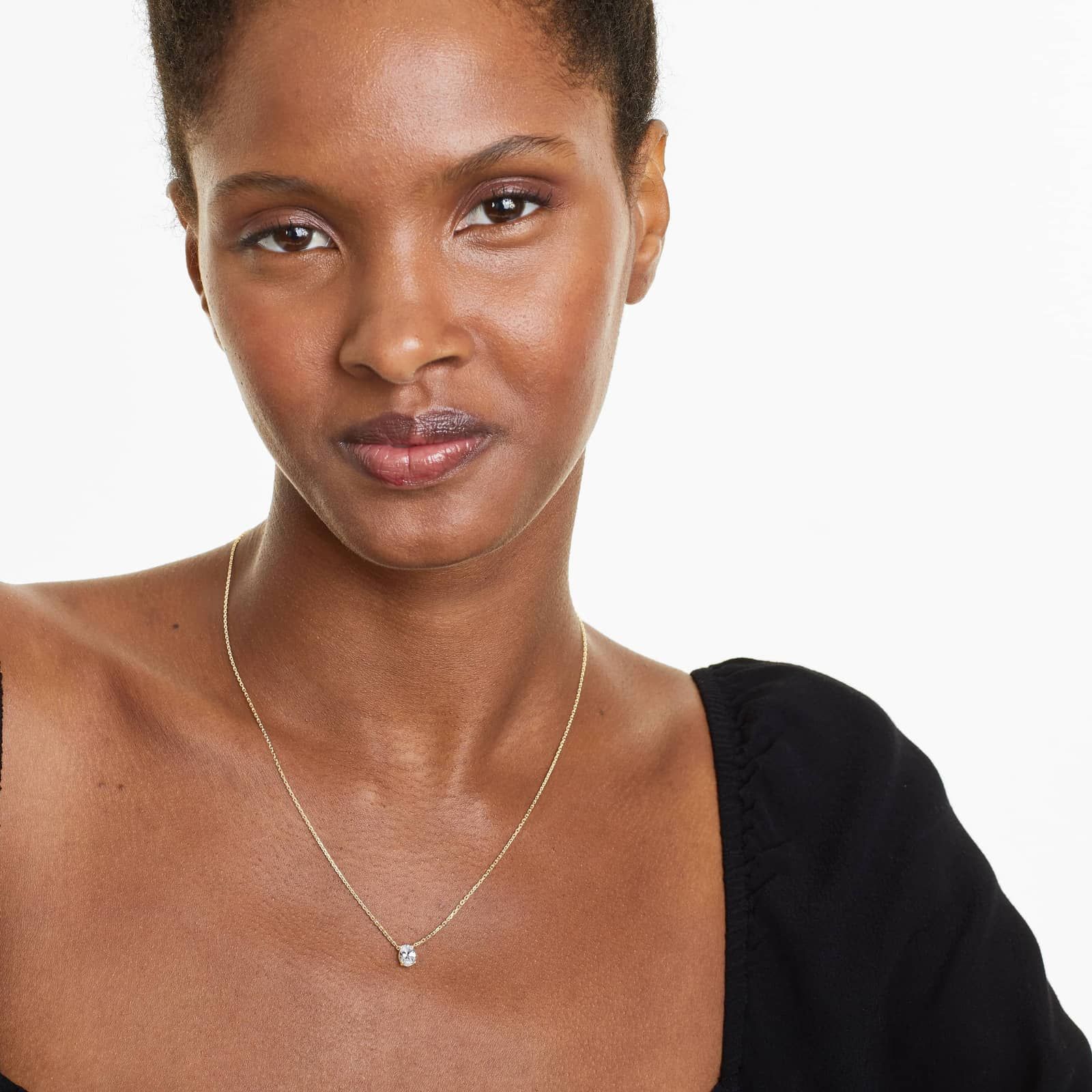 14K Yellow Gold Oval Shape Diamond Solitaire Pendant (0.75 CTW - H-I / SI1-SI2)