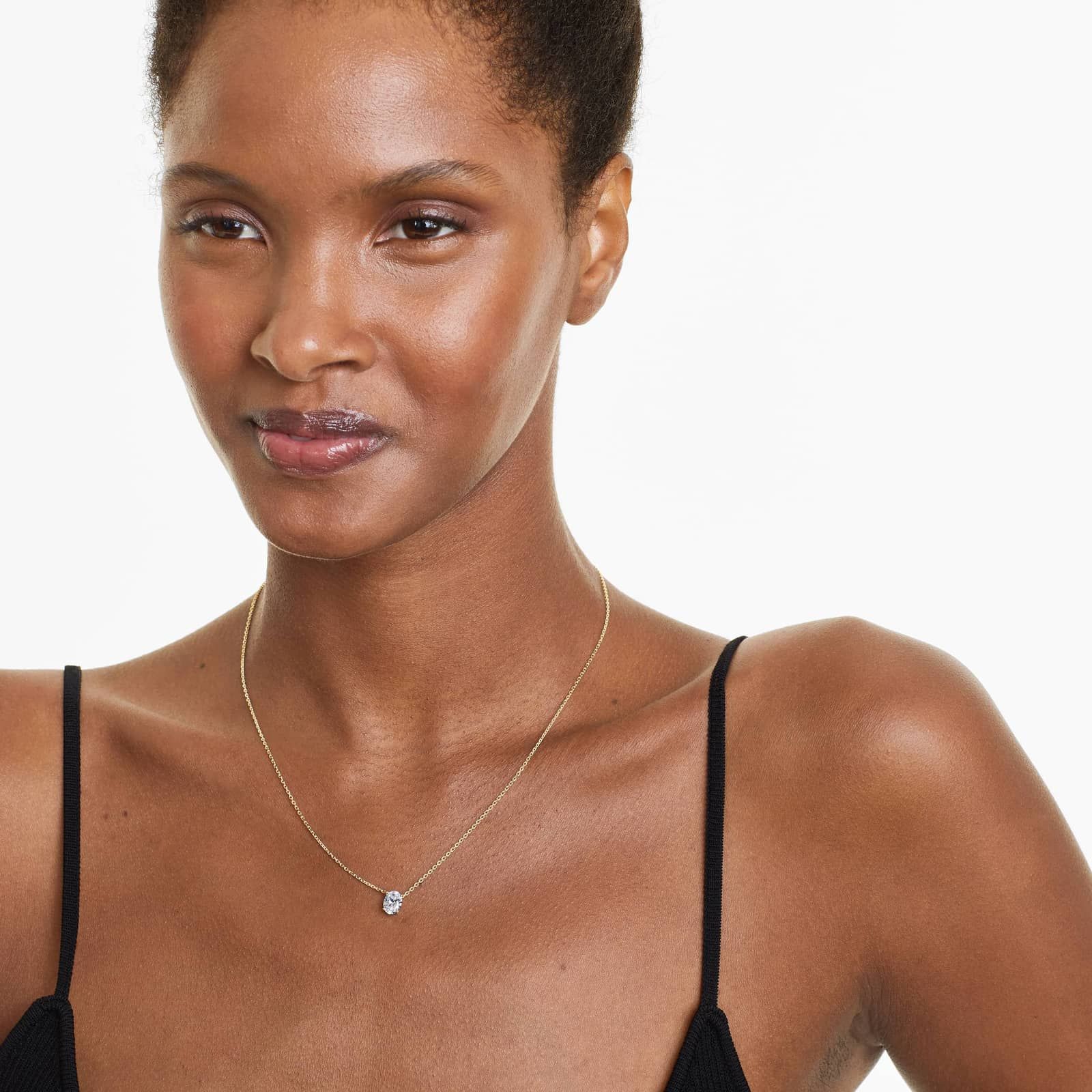 14K Yellow Gold Oval Shape Lab-Grown Diamond Solitaire Pendant (1.00 CTW - F-G / VS2-SI1)