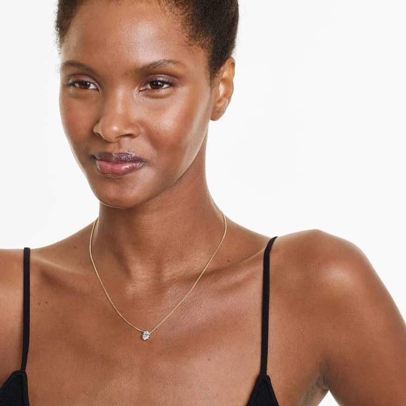 14K Yellow Gold Oval Shape Lab-Grown Diamond Solitaire Pendant (1.00 CTW - F-G / VS2-SI1)