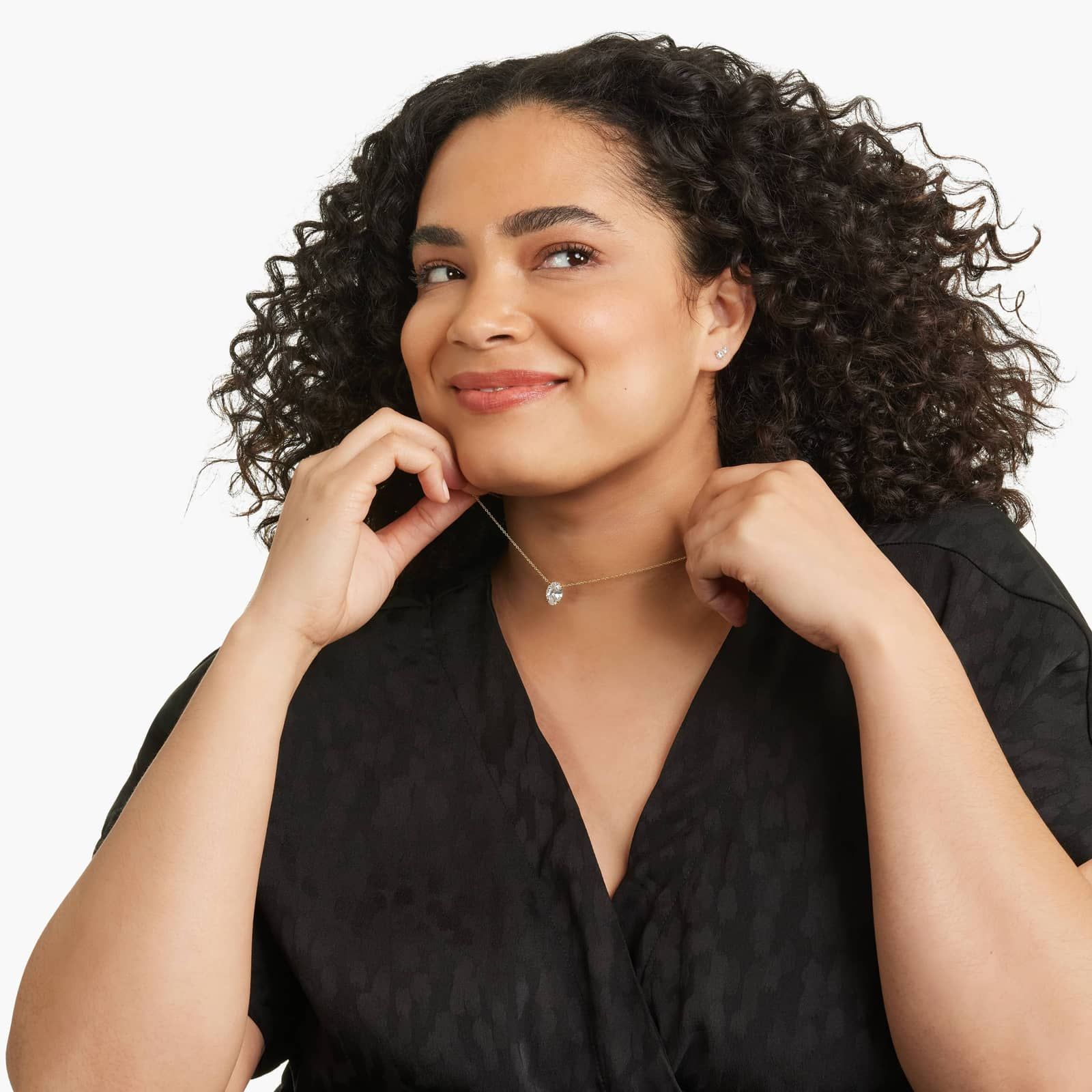 14K Yellow Gold Oval Shape Lab Created Diamond Solitaire Pendant (3 CTW - F-G / VS2-SI1)