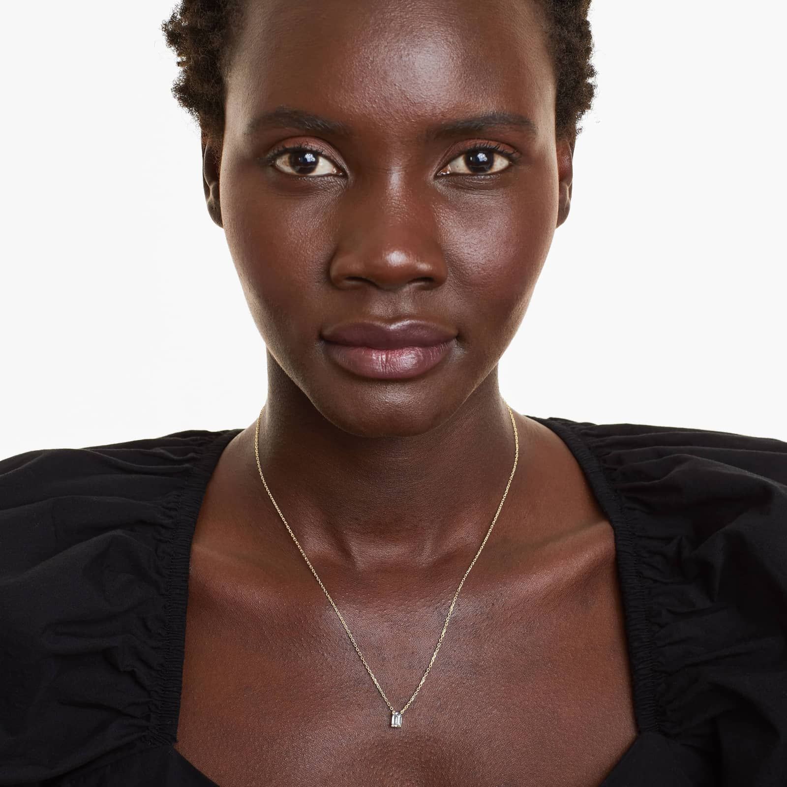 14K Yellow Gold Emerald Cut Lab-Grown Diamond Solitaire Pendant (0.50 CTW - F-G / VS2-SI1)