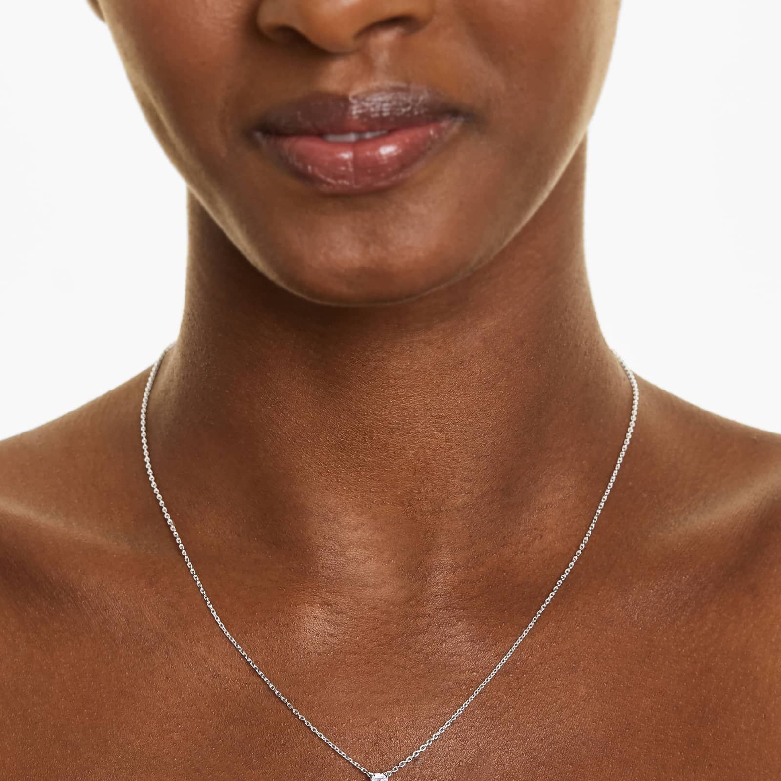 14K White Gold Emerald Cut Lab-Grown Diamond Solitaire Pendant (0.75 CTW - F-G / VS2-SI1)