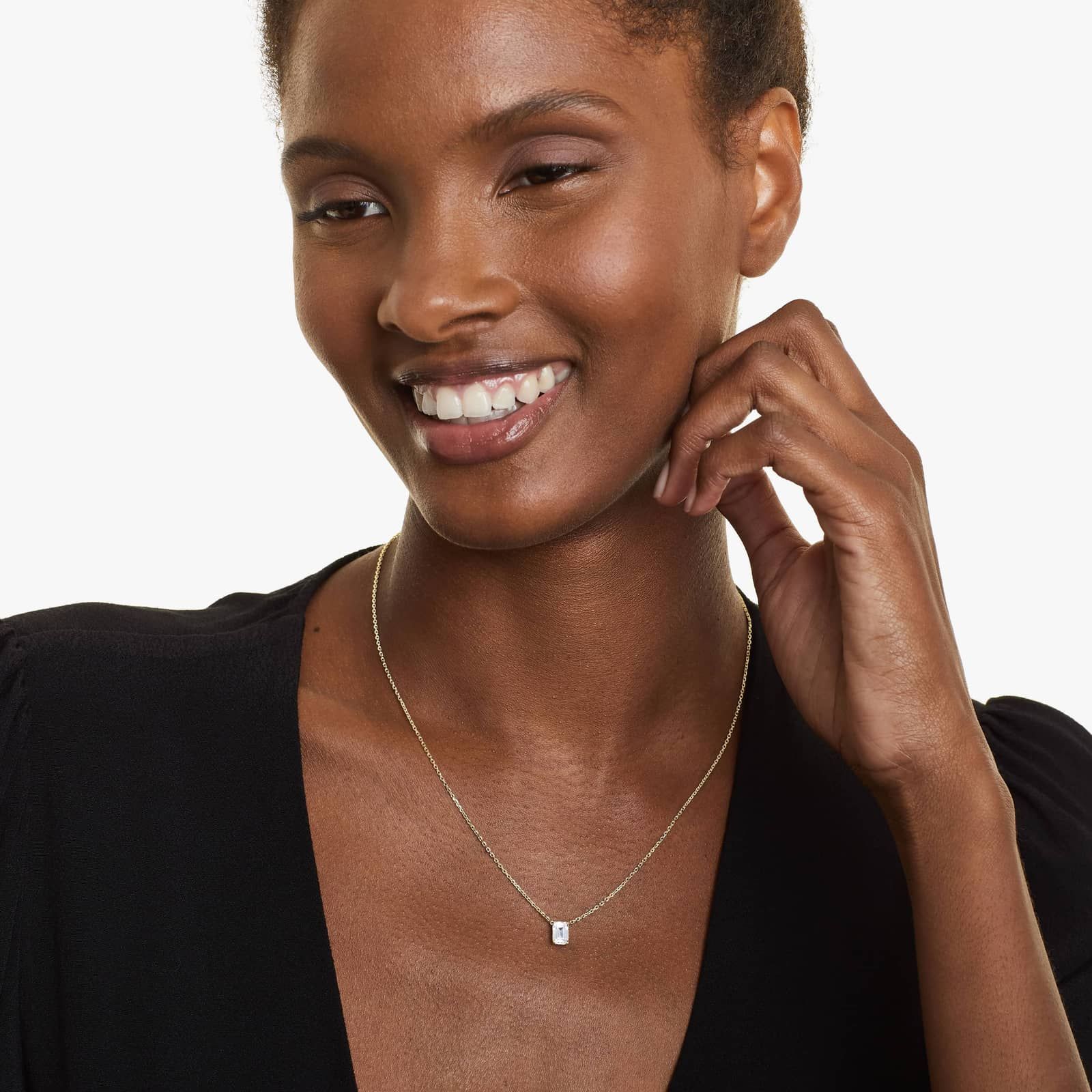 14K Yellow Gold Emerald Cut Lab-Grown Diamond Solitaire Pendant (1.00 CTW - F-G / VS2-SI1)